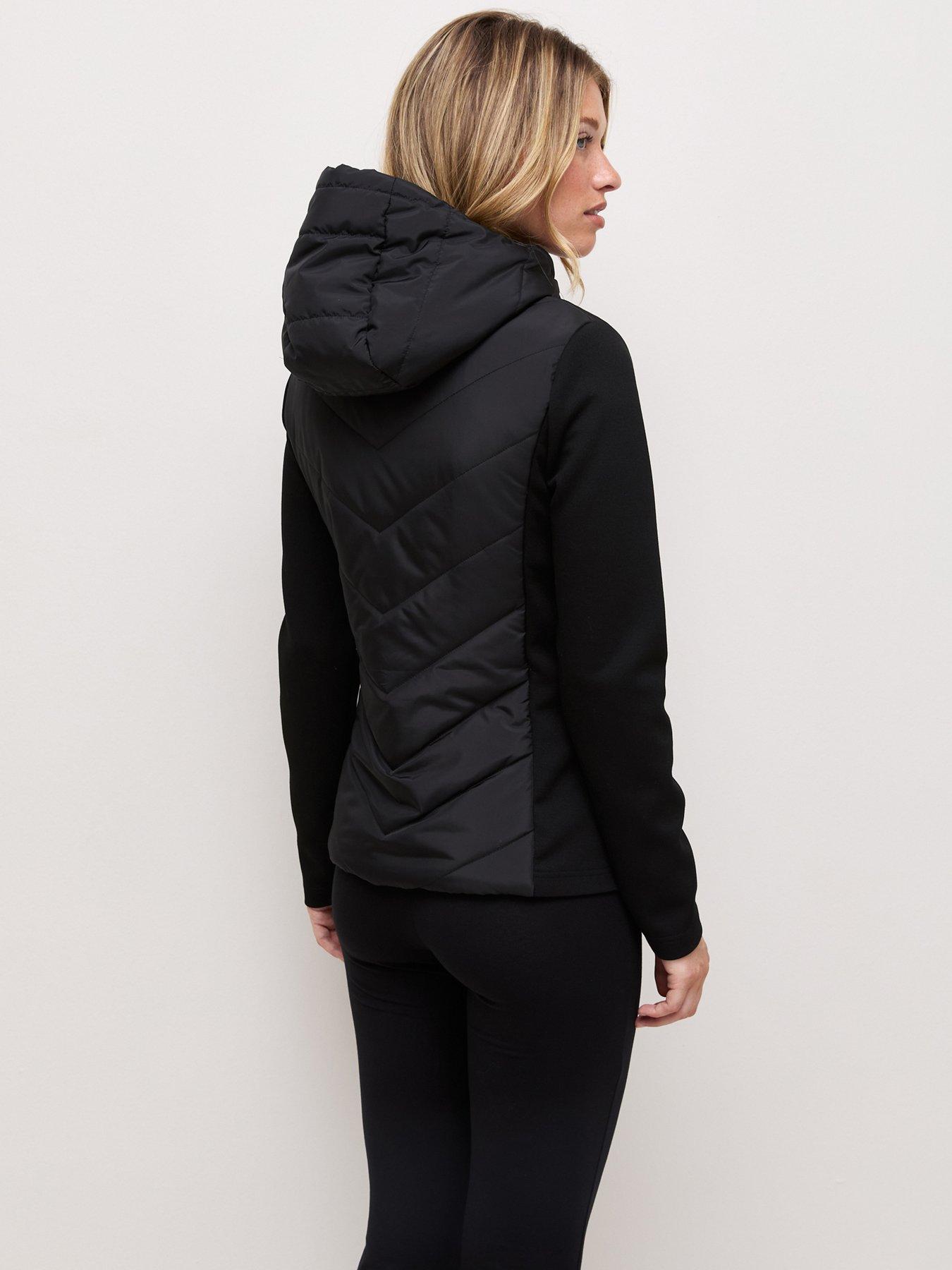 Image 2 of 6 of New Look Woven Knit Hybrid Hooded Jacket - Black