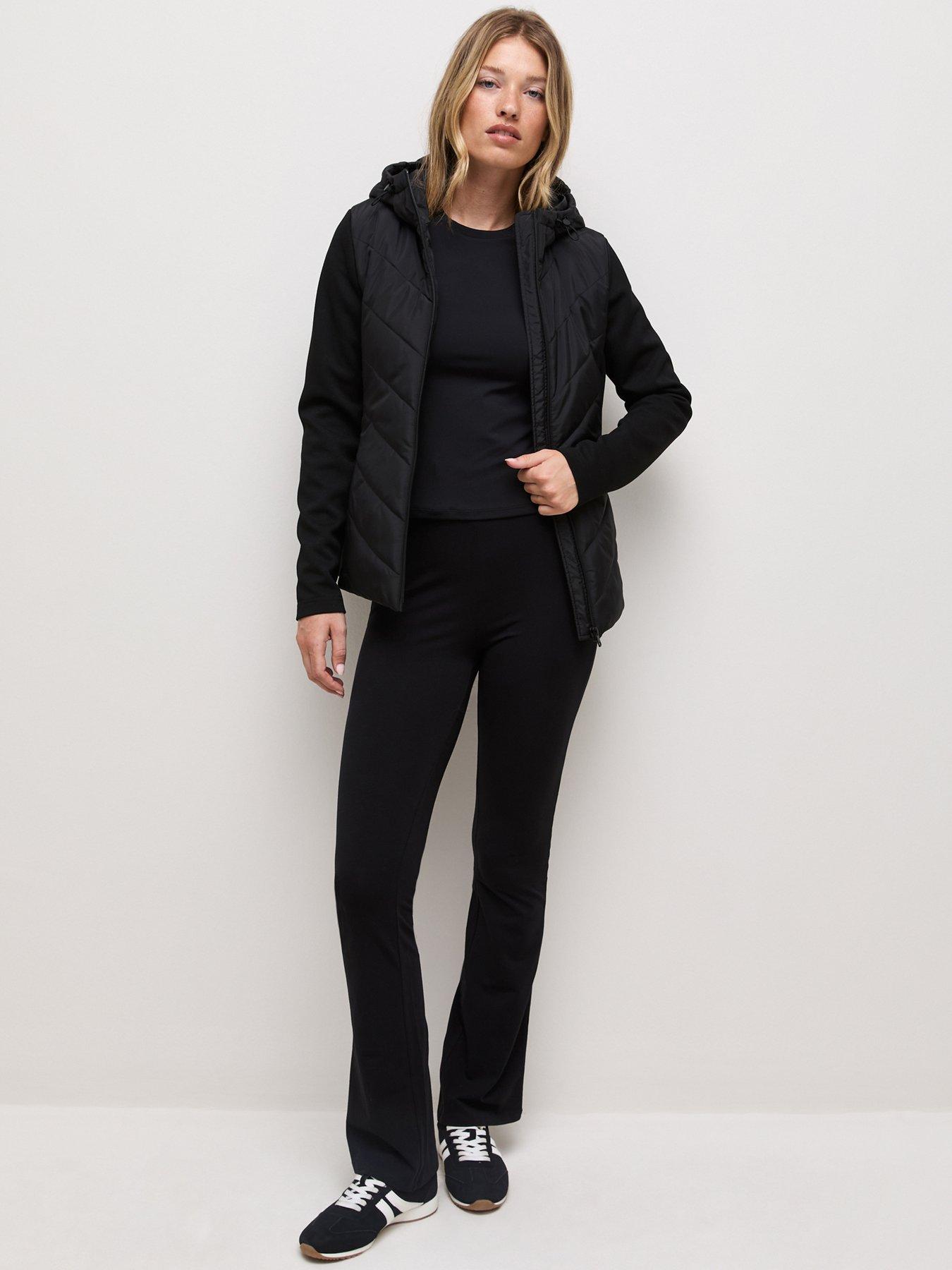 Image 3 of 6 of New Look Woven Knit Hybrid Hooded Jacket - Black