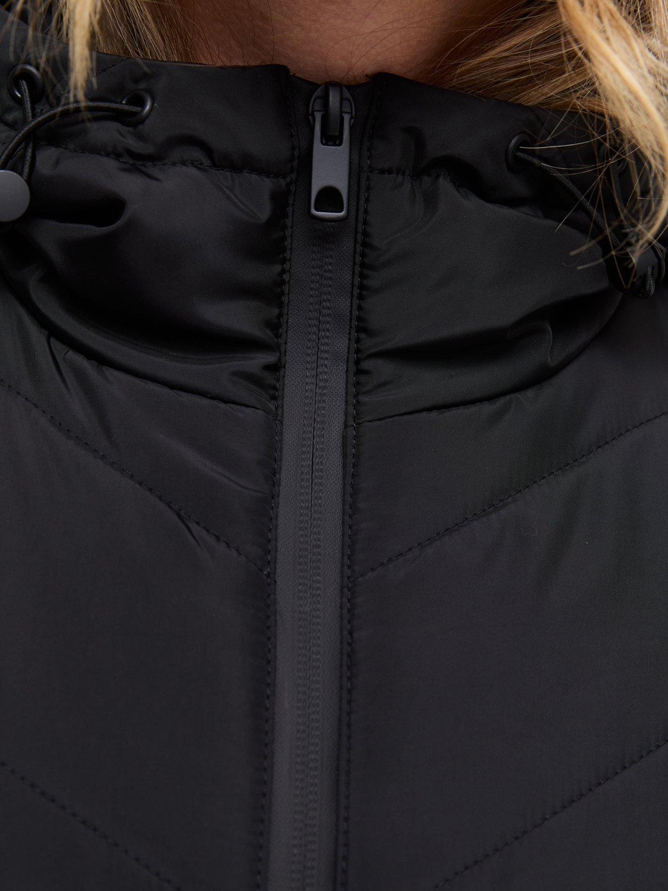 Image 6 of 6 of New Look Woven Knit Hybrid Hooded Jacket - Black