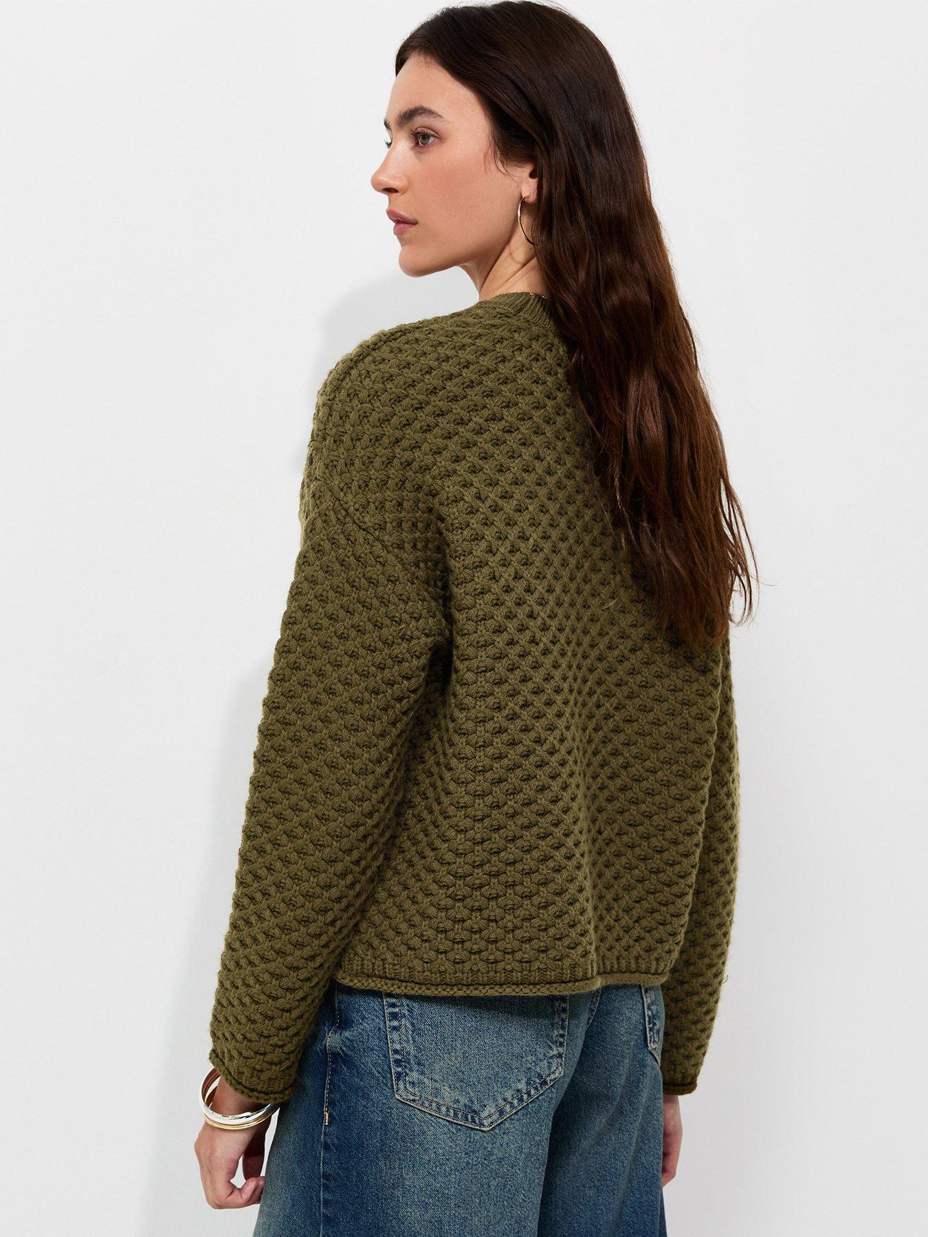 Image 2 of 5 of New Look Womens Moss Stitch Crew Neck Jumper - Green