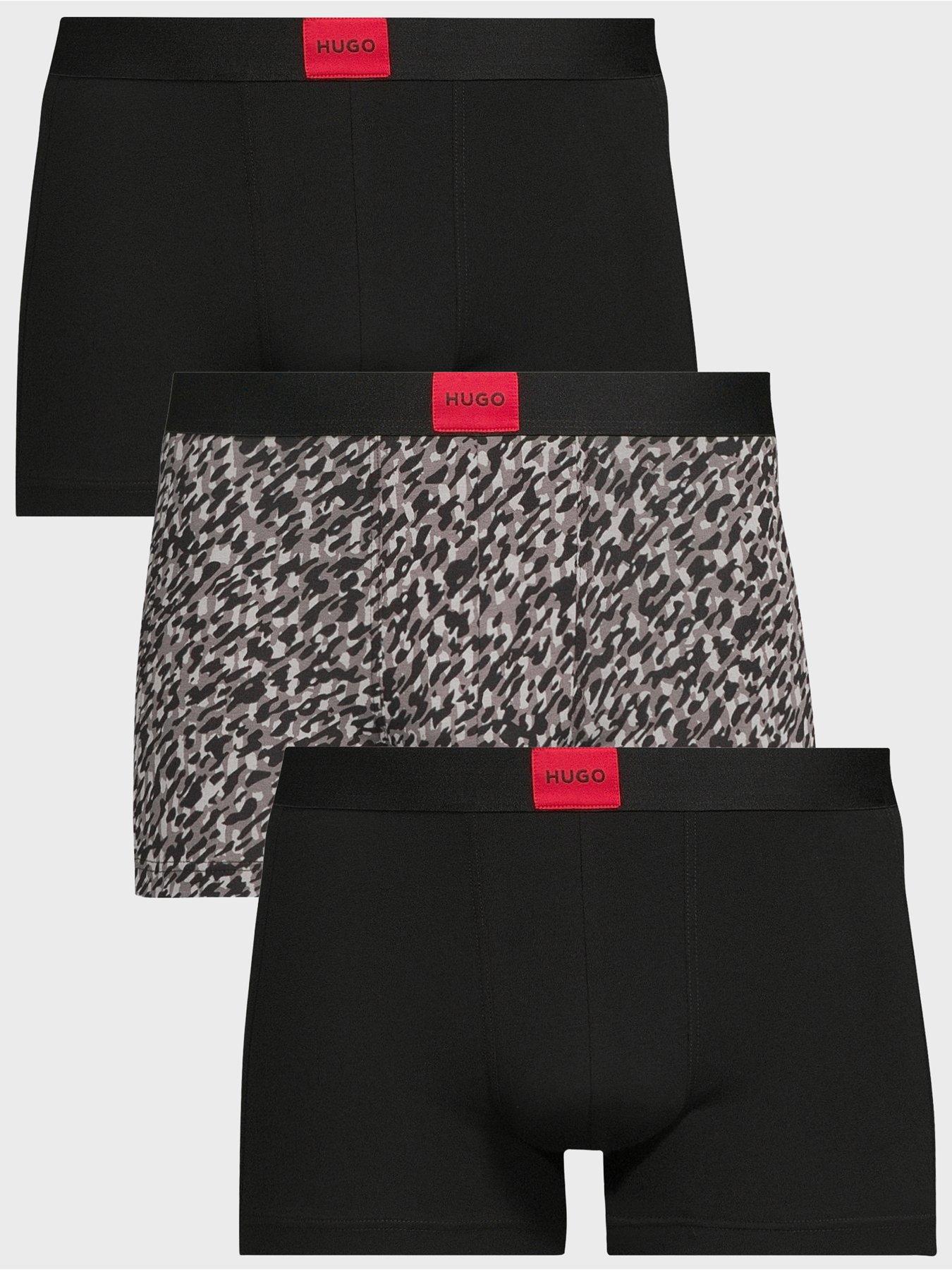 HUGO Hugo 3 Pack Galaxy Design Trunks - Dark Grey