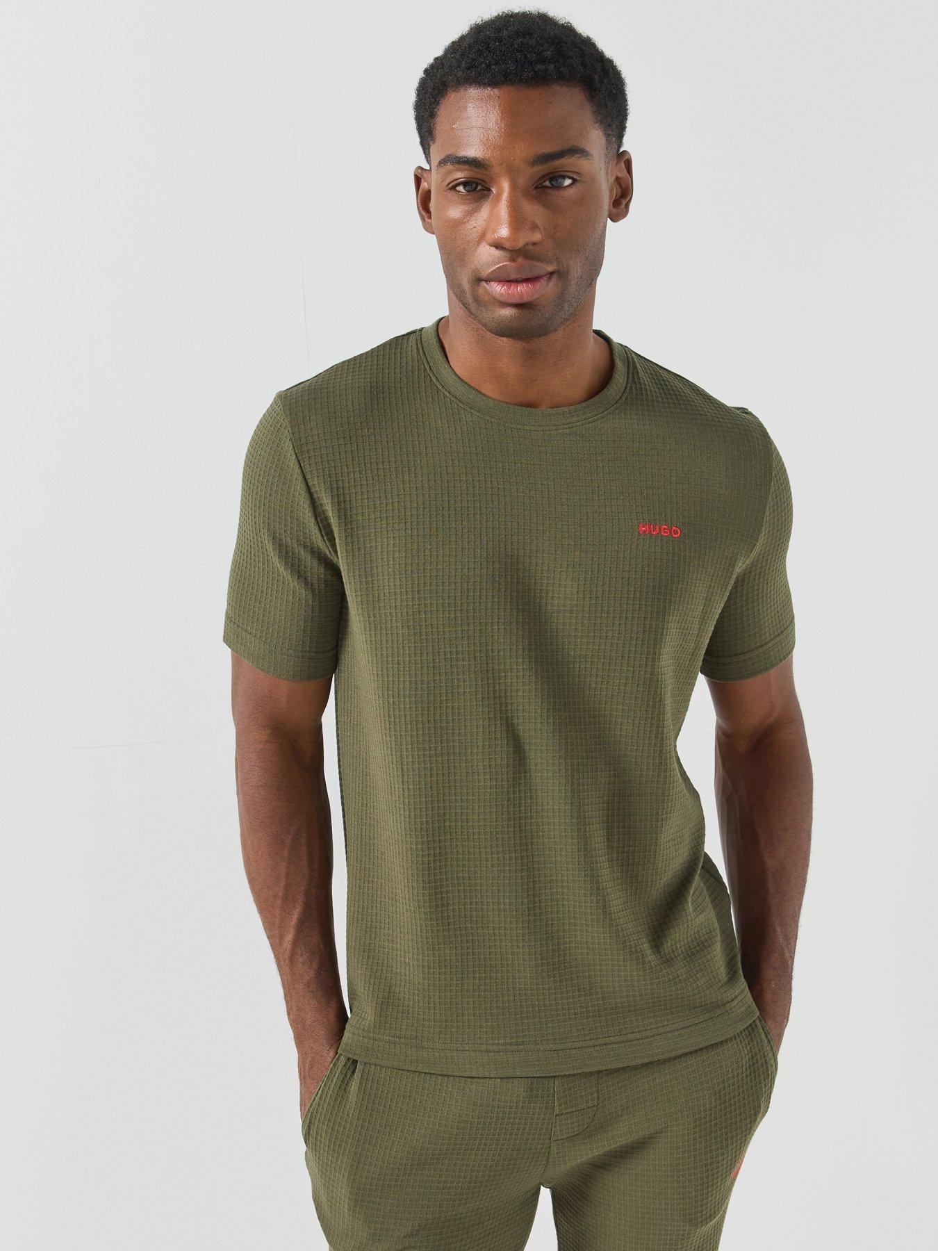 HUGO Hugo Austin Regular Fit Loungewear Waffle T-shirt - Dark Green