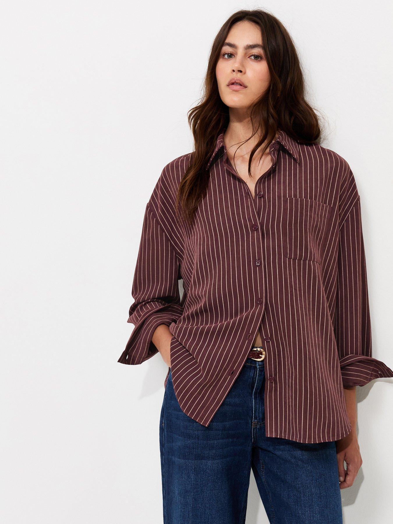 New Look Striped Oversized Shirt - Red