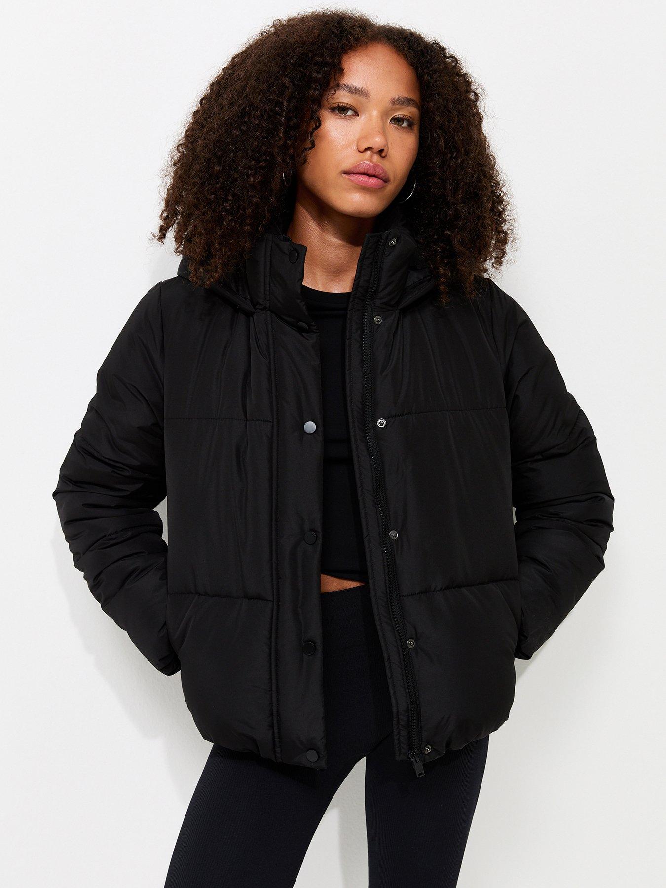 New Look Hooded Crop Puffer Jacket - Black