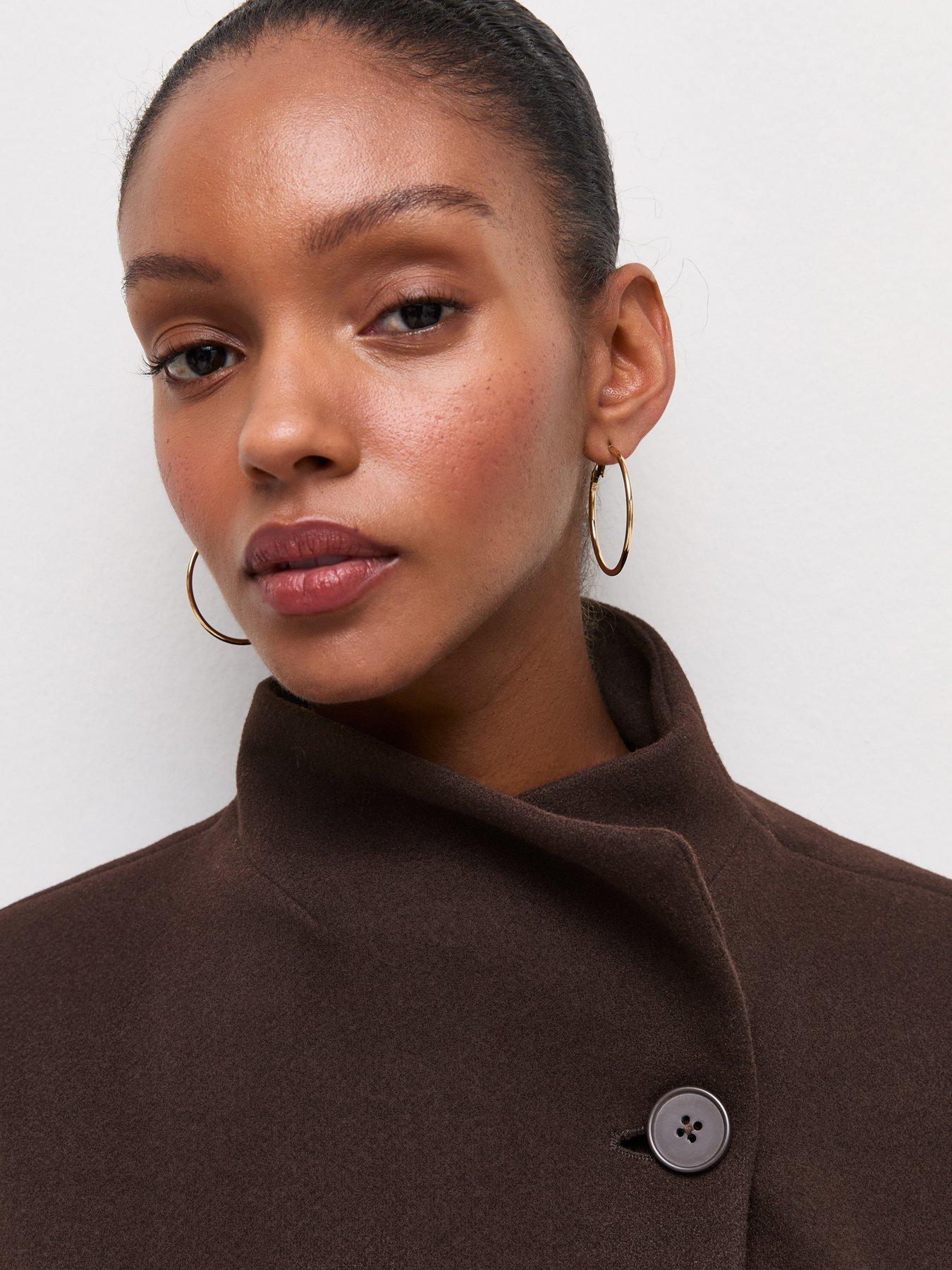 Image 6 of 7 of New Look Funnel Neck Tie Waist Coat - Brown