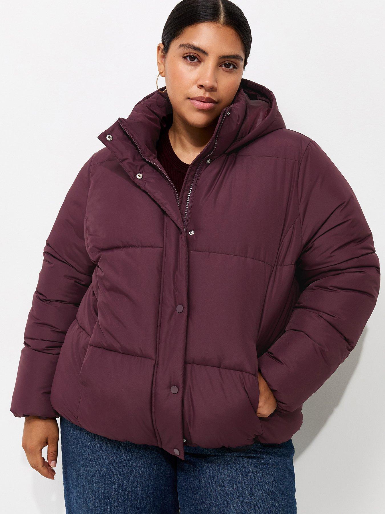 New Look Curves Cropped Puffer Jacket - Red