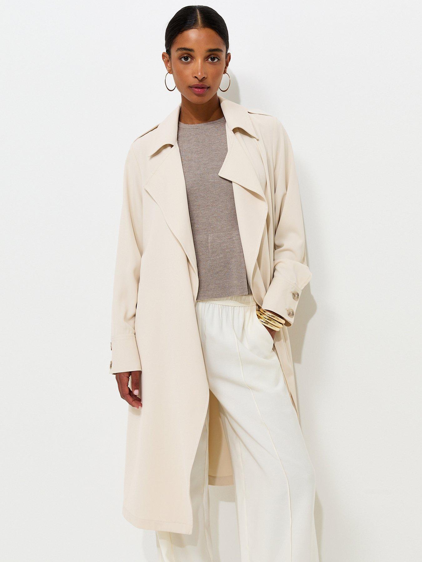 New Look Waterfall Front Draped Mid Length Coat - Beige