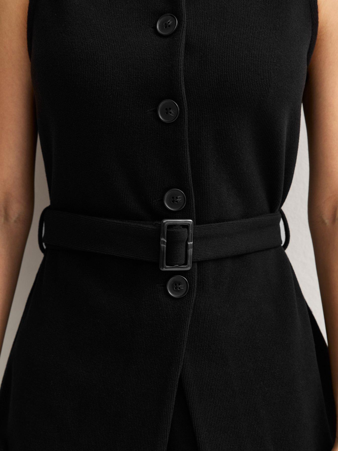 Image 5 of 5 of New Look Womens Soft Touch Belted Longline Waistcoat - Black