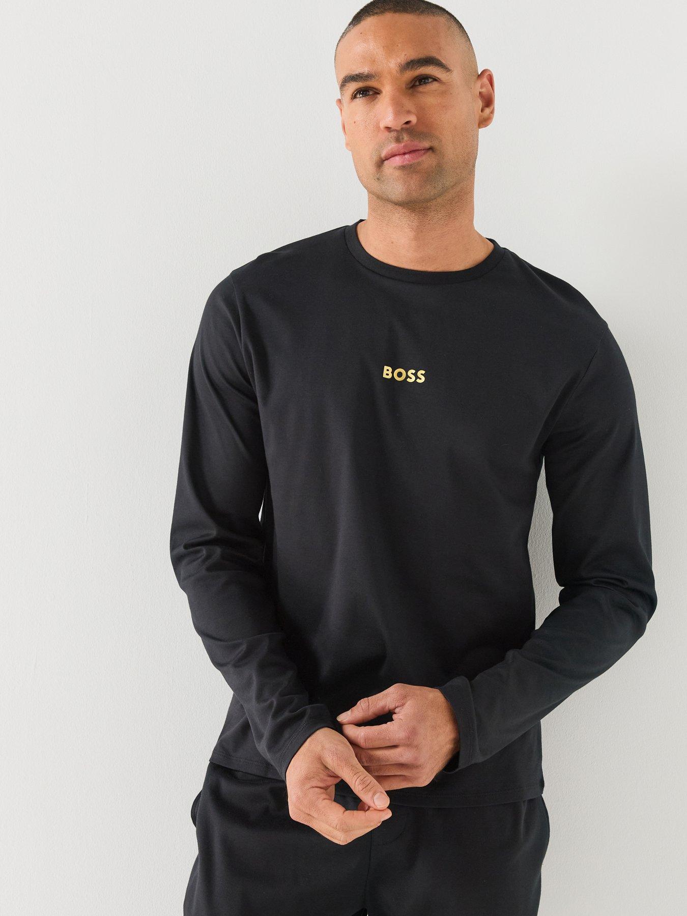 Image 1 of 5 of BOSS Mens Christmas Regular Fit Cotton Pyjama Set - Black