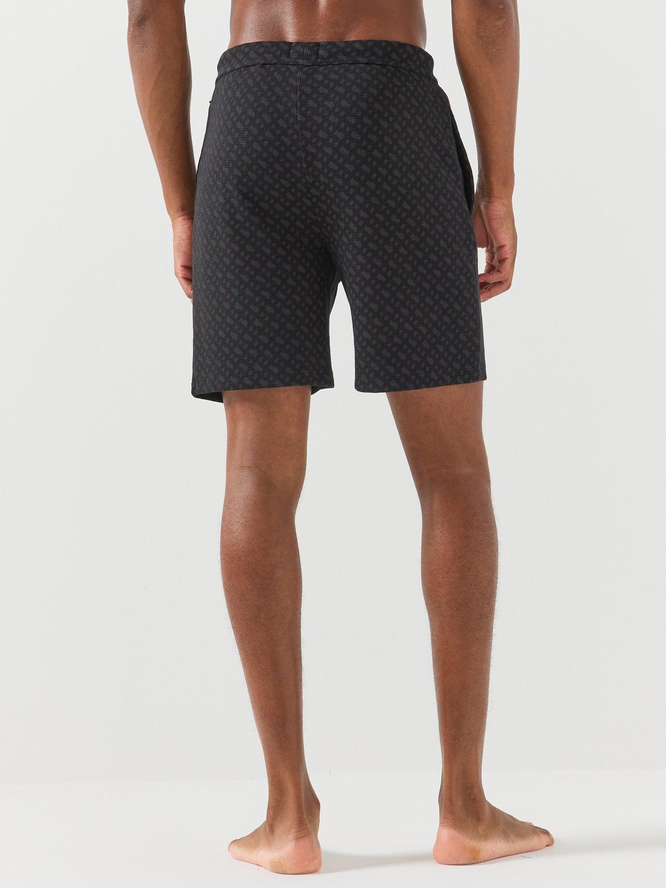 Image 2 of 5 of BOSS Boss Waffle Emblem Print Loungwear Shorts - Black