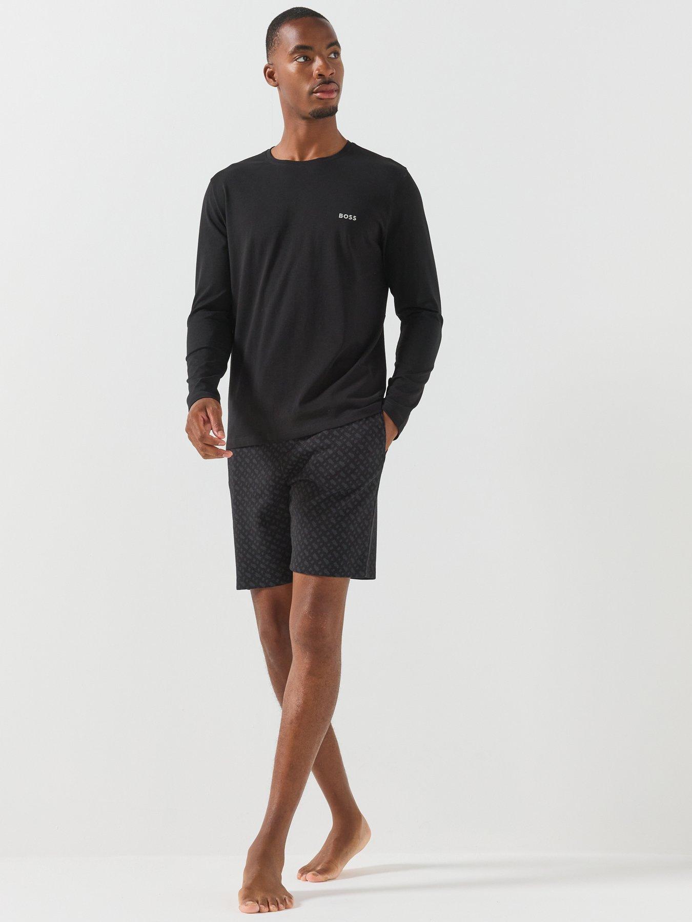 Image 3 of 5 of BOSS Boss Waffle Emblem Print Loungwear Shorts - Black