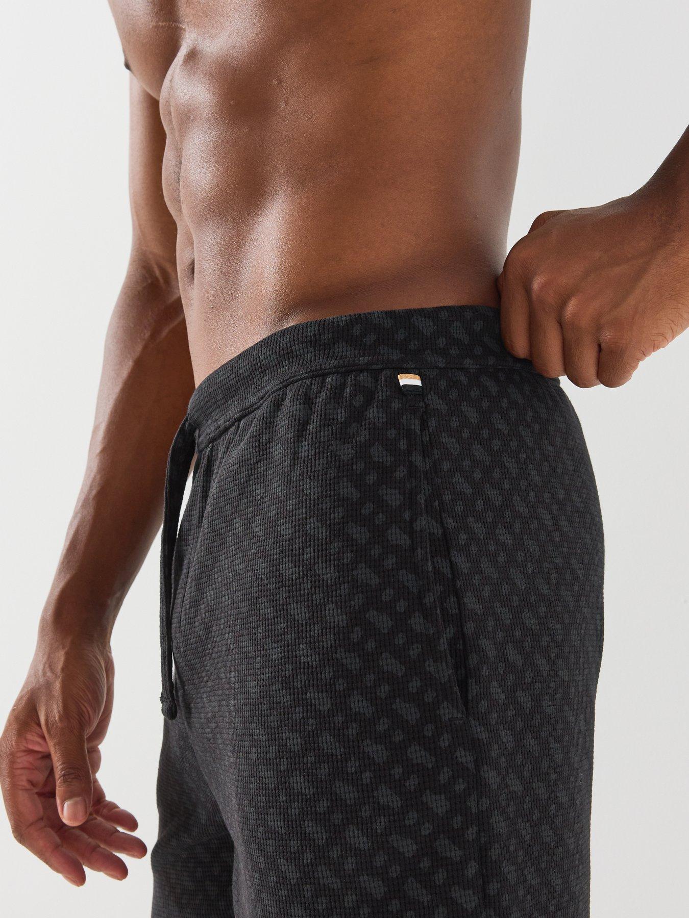 Image 5 of 5 of BOSS Boss Waffle Emblem Print Loungwear Shorts - Black