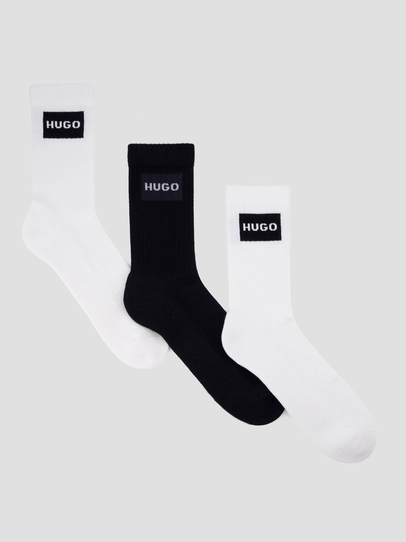 HUGO Hugo 3 Pack Rib Label Crew Socks - Black