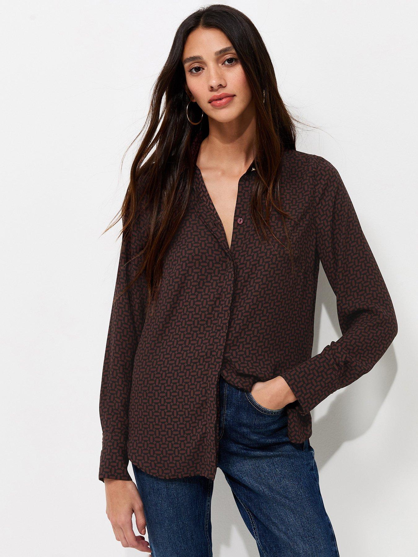 New Look Geometric Print Long Sleeve Shirt - Red