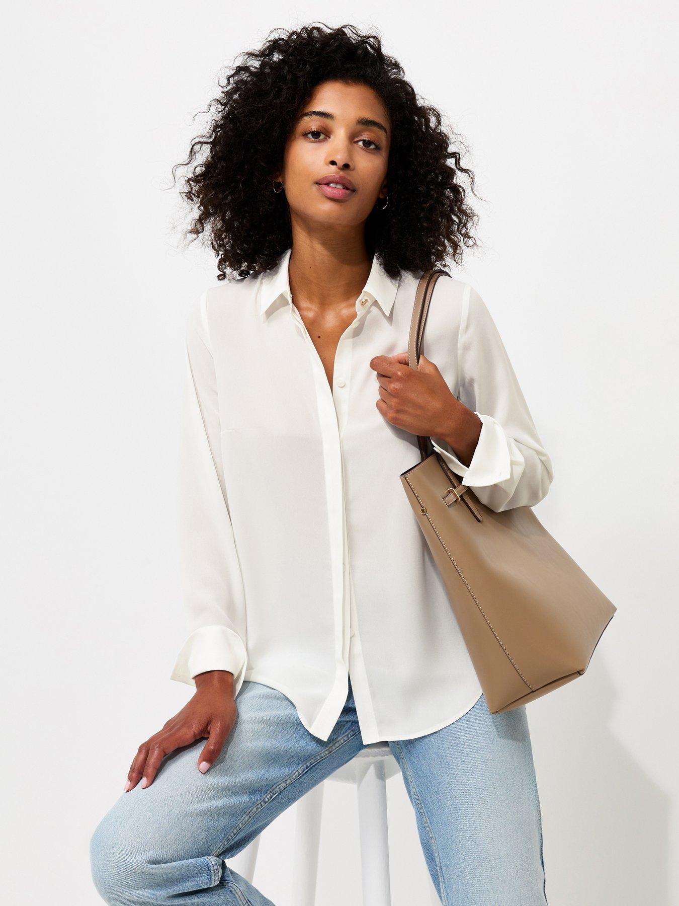 New Look White Concealed Button Long Sleeve Shirt