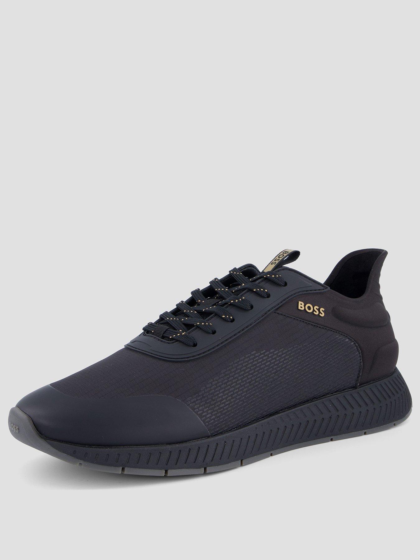 Image 2 of 7 of BOSS Mens Nitan Textured Lace-Up Cushioned Trainers - Black