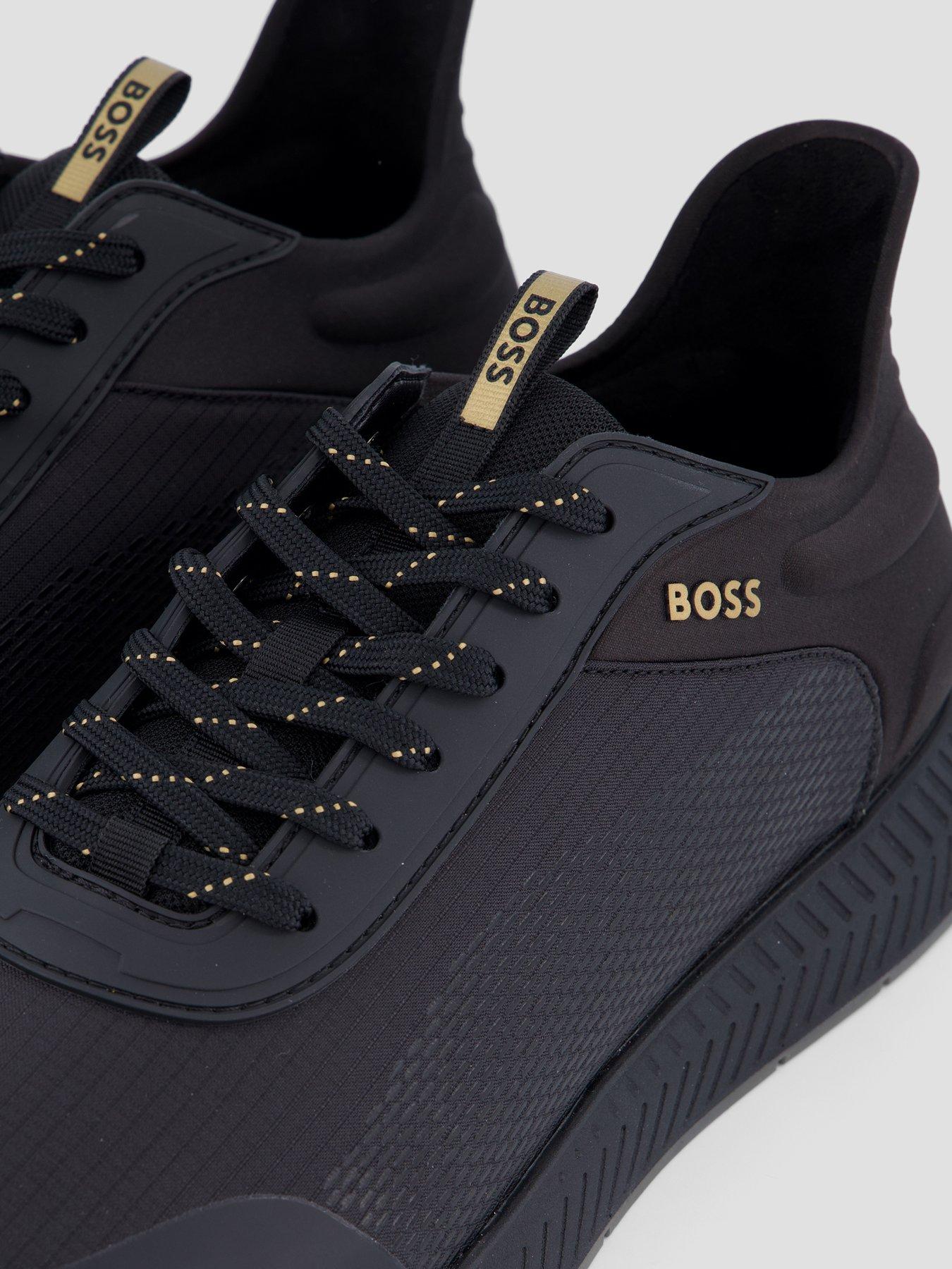 Image 5 of 7 of BOSS Mens Nitan Textured Lace-Up Cushioned Trainers - Black