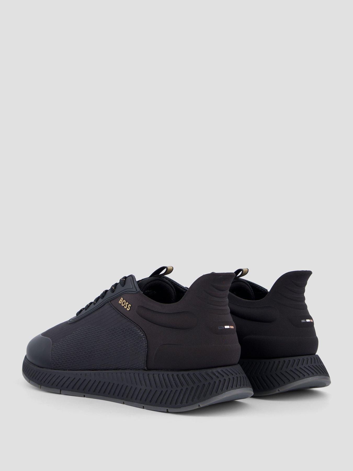 Image 6 of 7 of BOSS Mens Nitan Textured Lace-Up Cushioned Trainers - Black