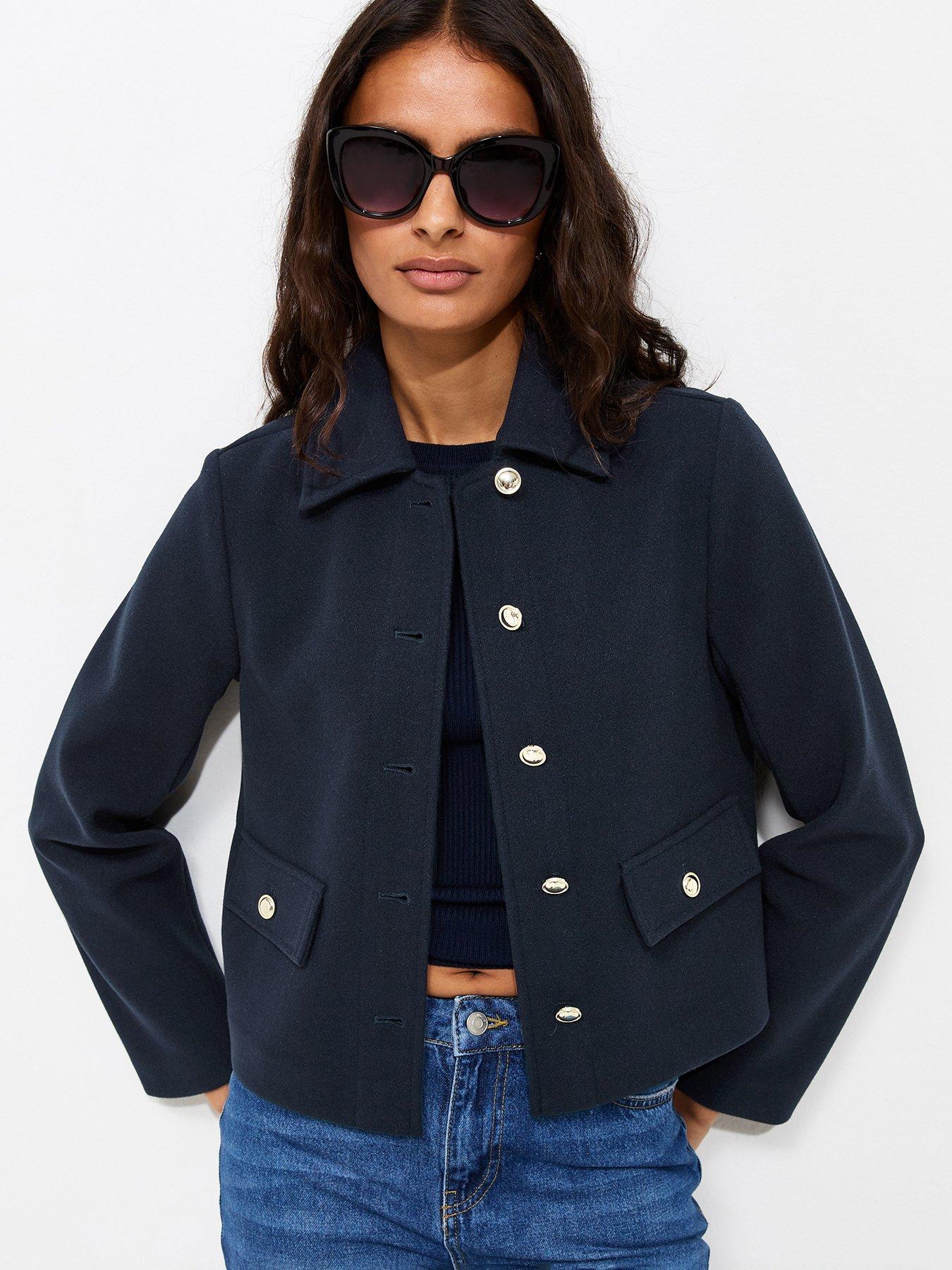 Image 1 of 6 of New Look Button Front Collared Shacket - Blue