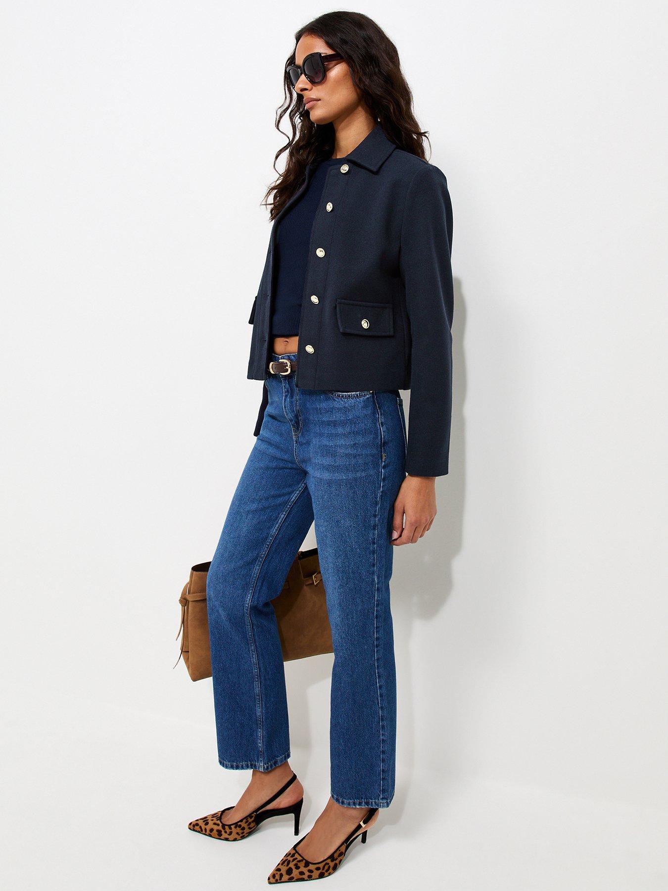 Image 4 of 6 of New Look Button Front Collared Shacket - Blue