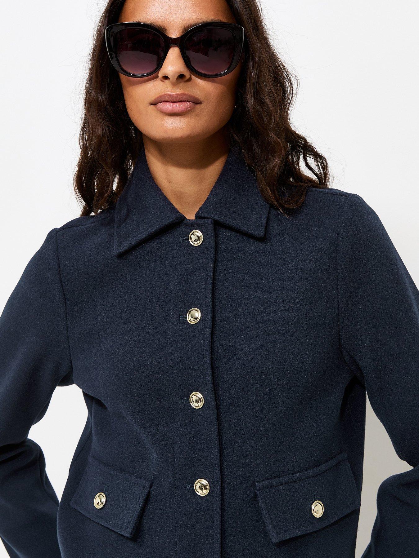 Image 5 of 6 of New Look Button Front Collared Shacket - Blue
