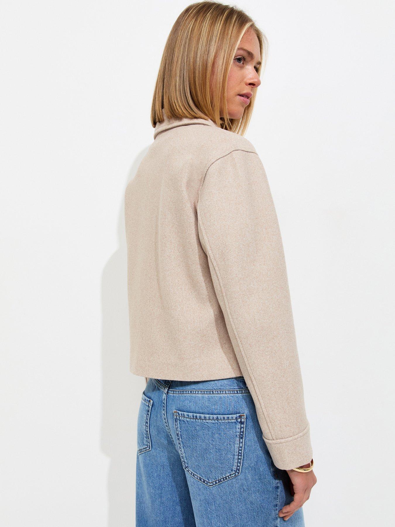 Image 2 of 5 of New Look Felt Zip Through Shacket - Beige