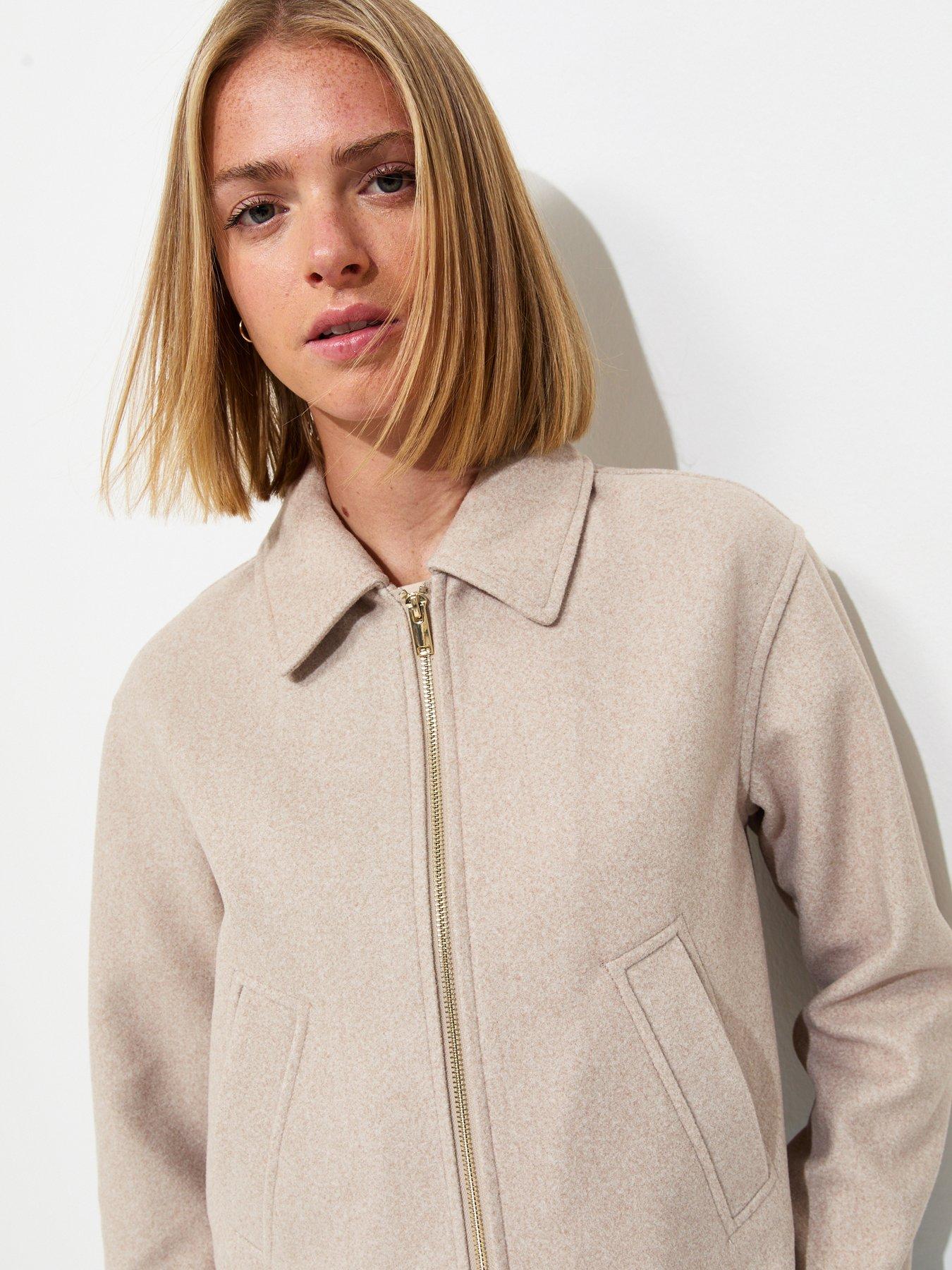 Image 4 of 5 of New Look Felt Zip Through Shacket - Beige