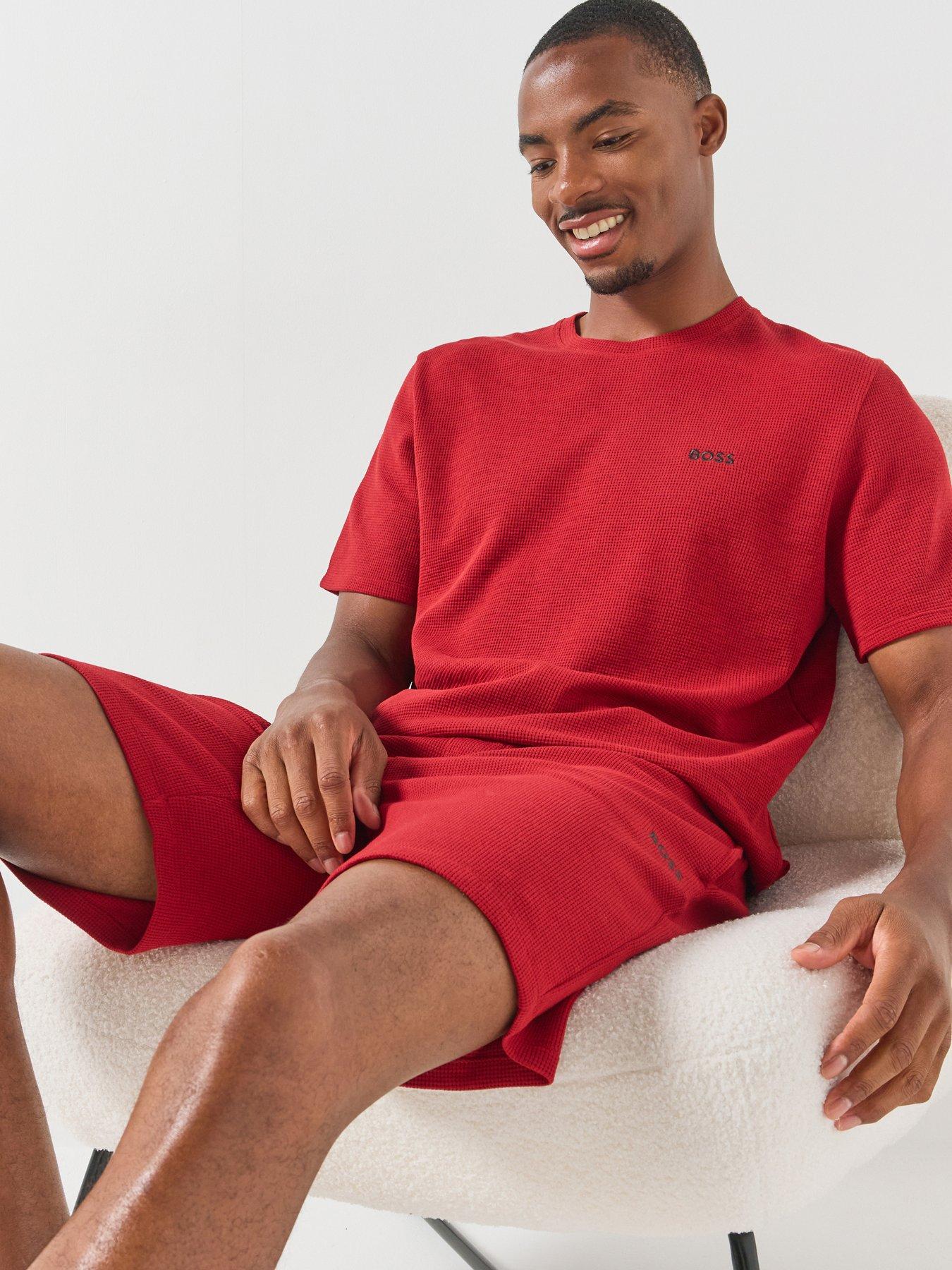 BOSS Boss Regular Fit Waffle Loungewear T-shirt - Red