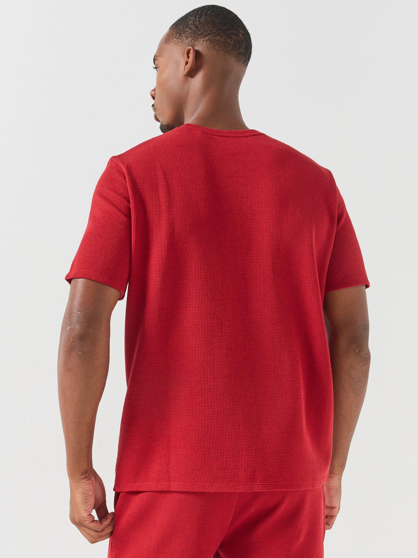 Image 2 of 5 of BOSS Boss Regular Fit Waffle Loungewear T-shirt - Red