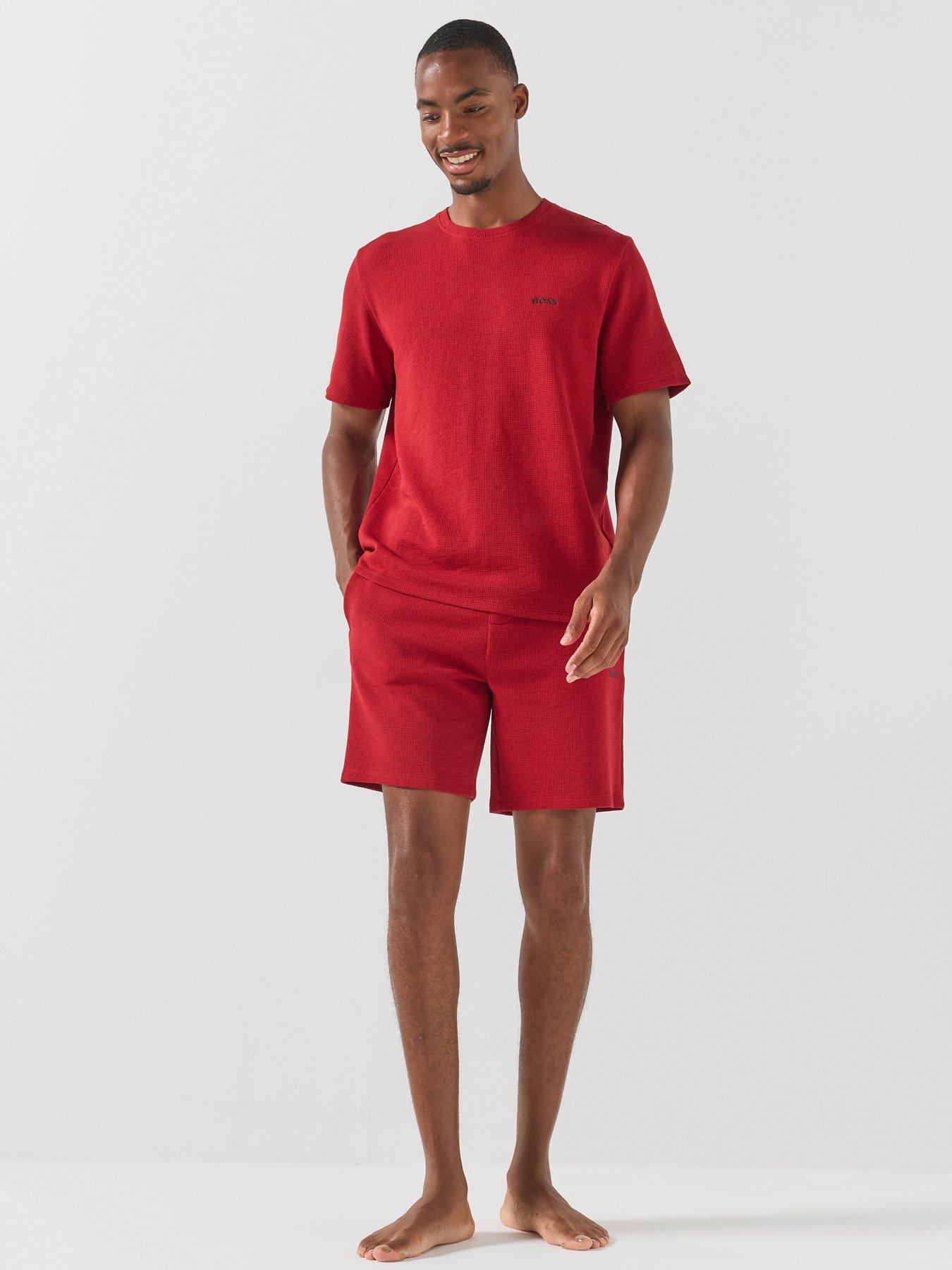 Image 3 of 5 of BOSS Boss Regular Fit Waffle Loungewear T-shirt - Red
