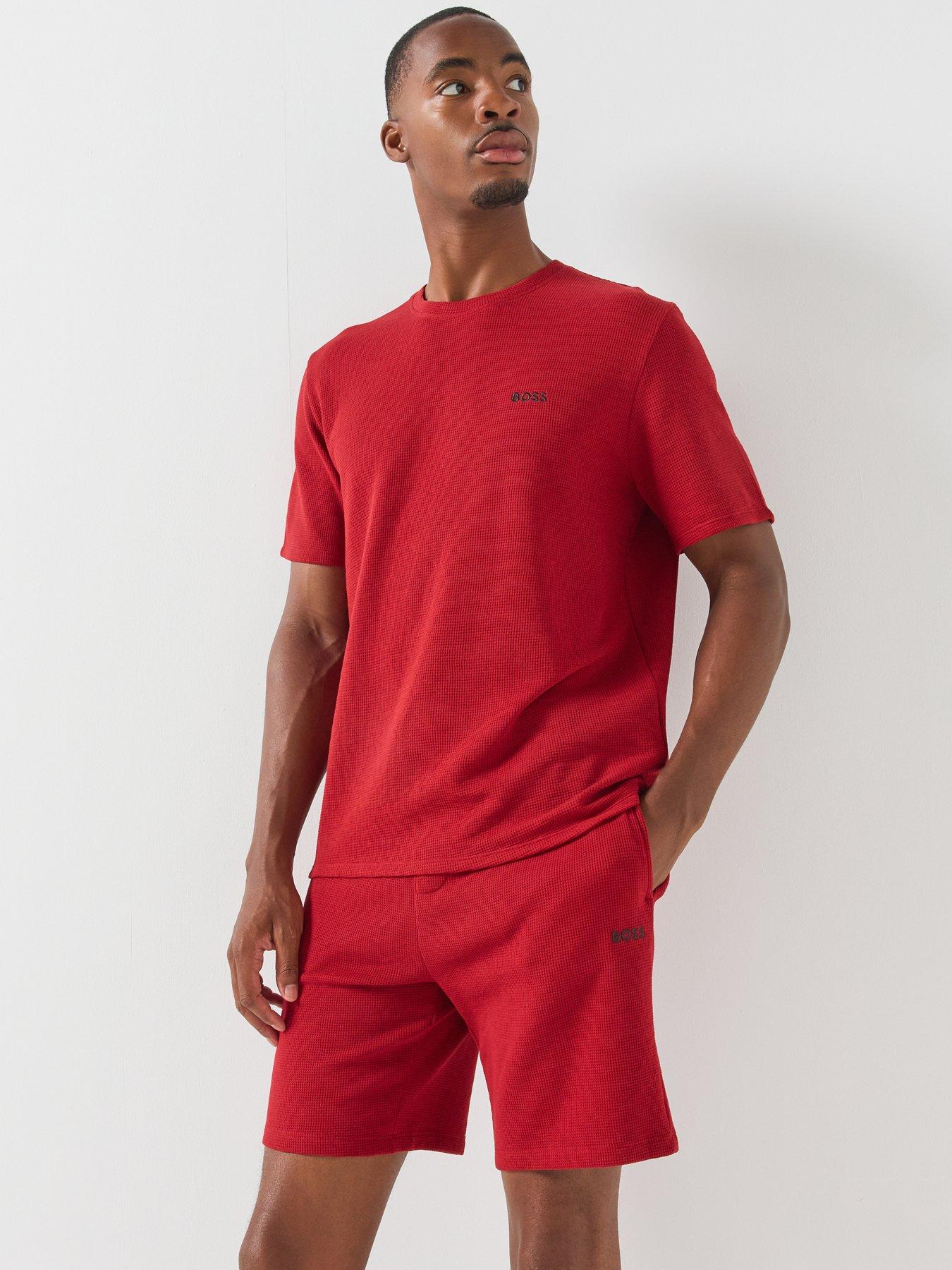 Image 4 of 5 of BOSS Boss Regular Fit Waffle Loungewear T-shirt - Red