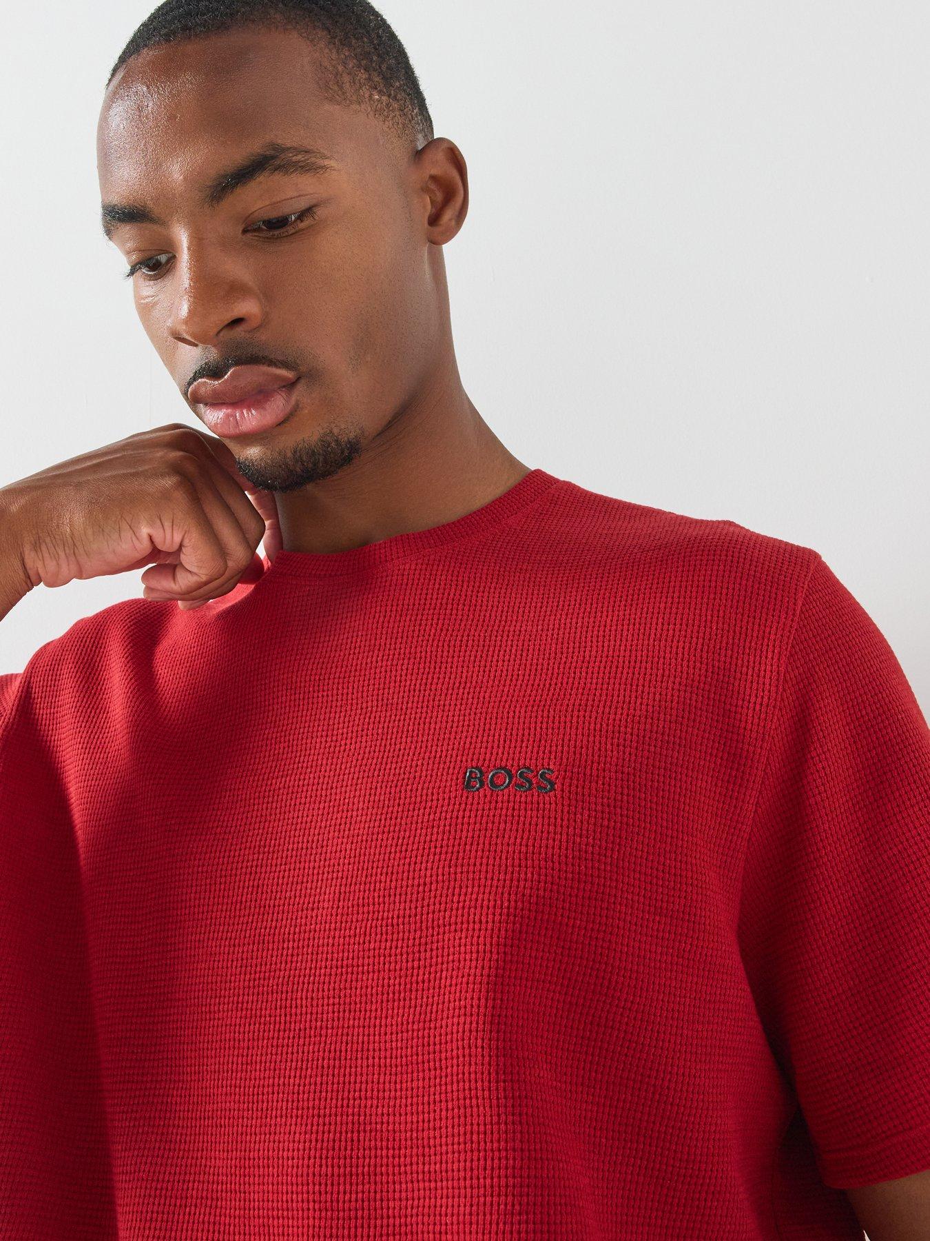 Image 5 of 5 of BOSS Boss Regular Fit Waffle Loungewear T-shirt - Red
