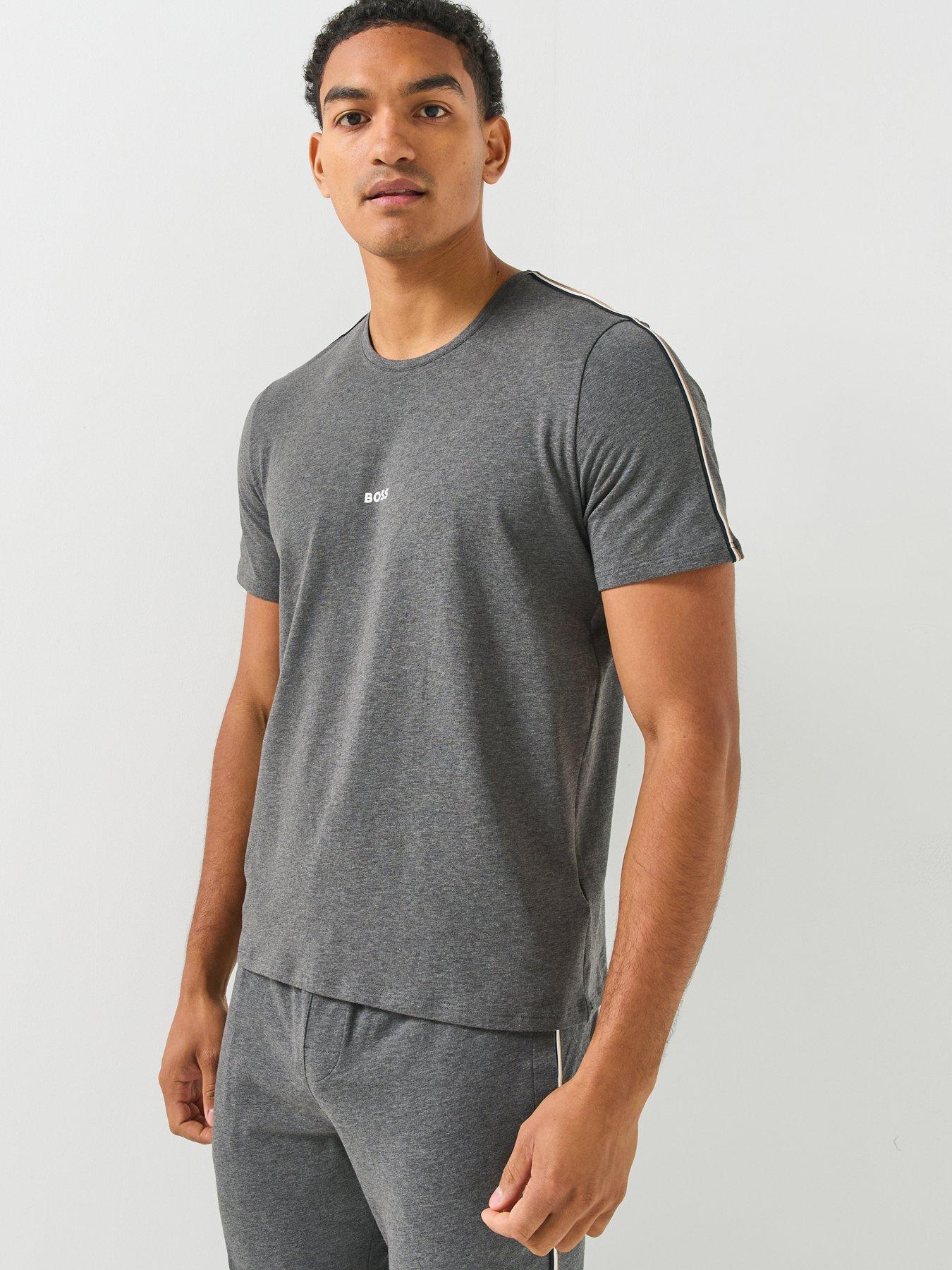 BOSS Boss Unique Global Stripe Taped Loungewear T-shirt - Grey
