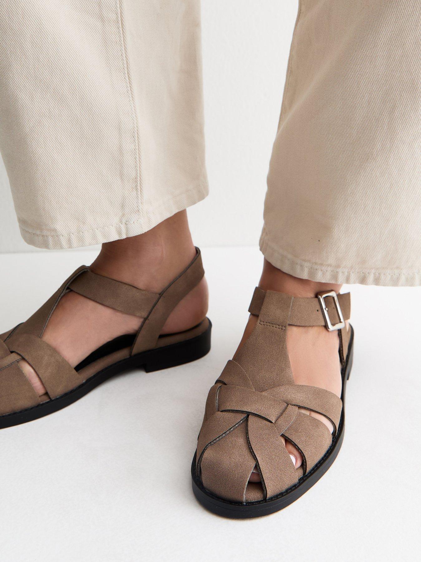 New Look Faux Suede Gladiator Strap Flat Sandals - Light Brown
