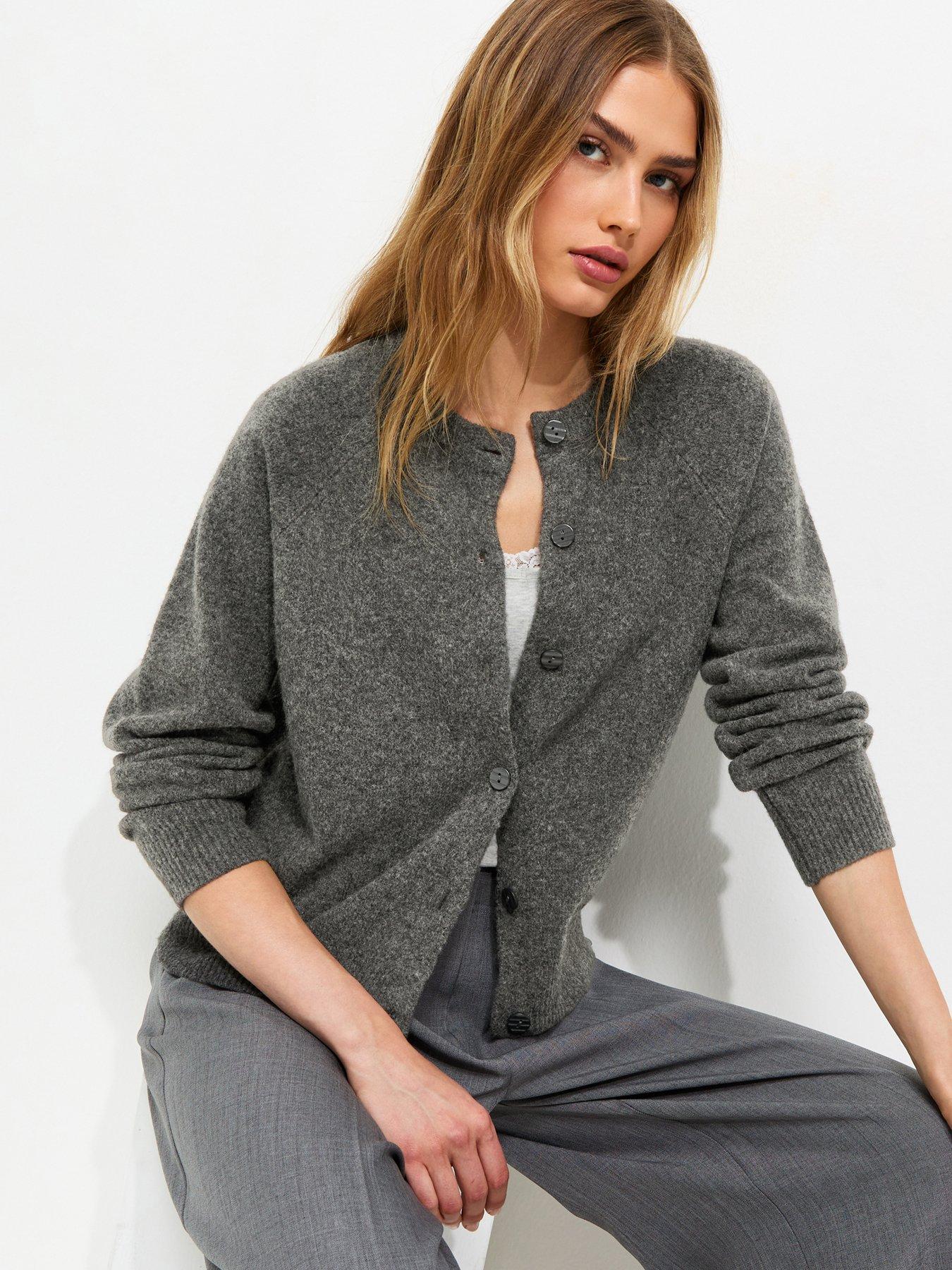 New Look Knitted Meet The Jean Raglan Cardigan - Grey