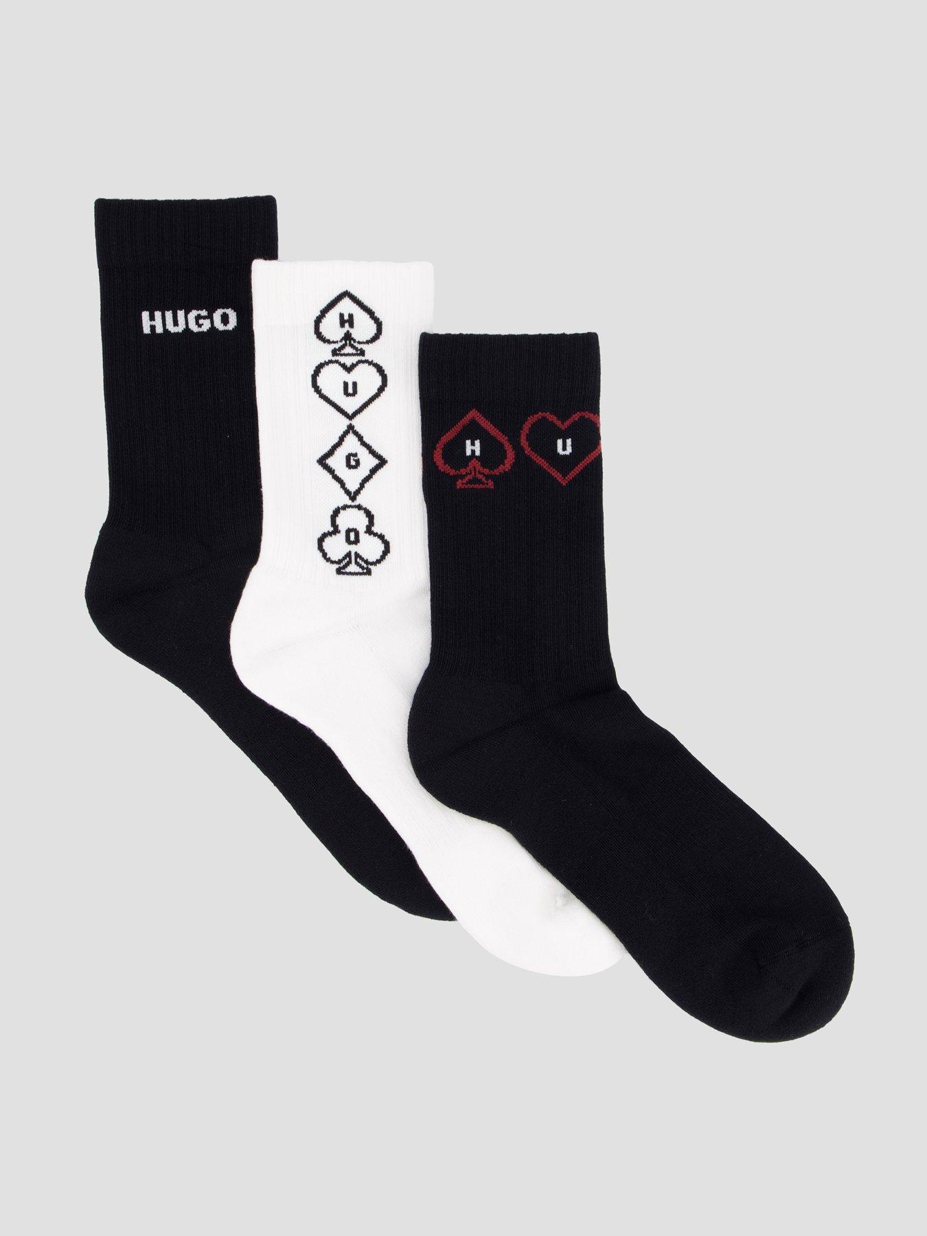 Image 1 of 3 of HUGO Mens 3 Pack Ribbed Cotton Rich Sweatshirt Socks - Multi