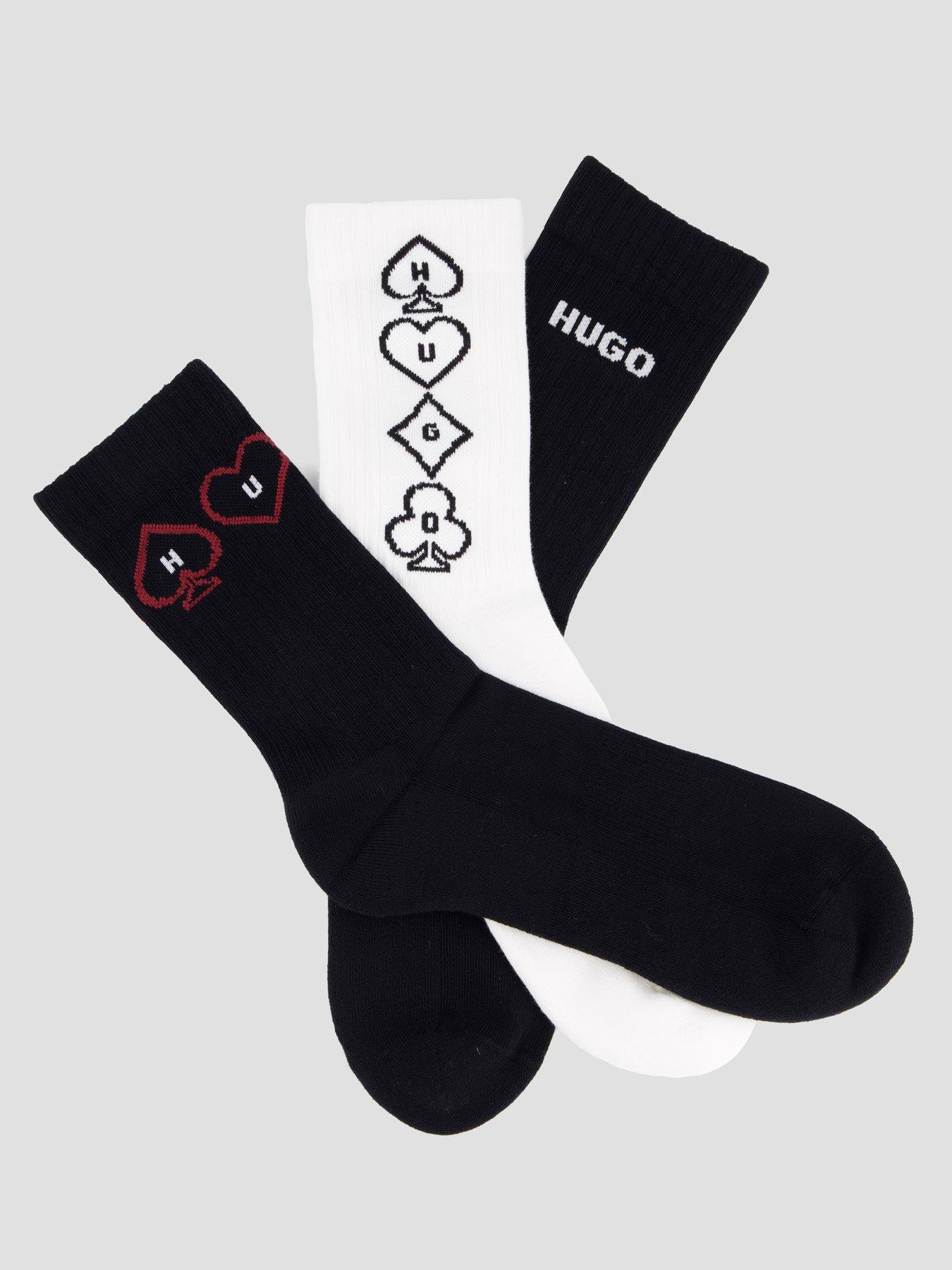 Image 2 of 3 of HUGO Mens 3 Pack Ribbed Cotton Rich Sweatshirt Socks - Multi