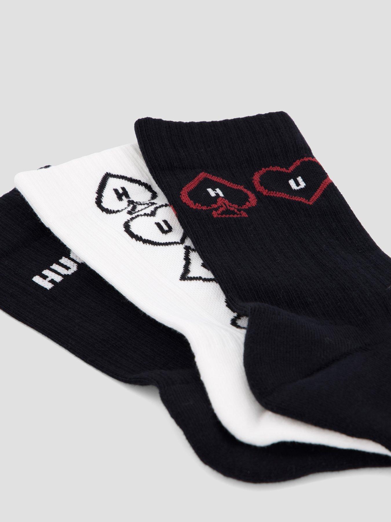 Image 3 of 3 of HUGO Mens 3 Pack Ribbed Cotton Rich Sweatshirt Socks - Multi