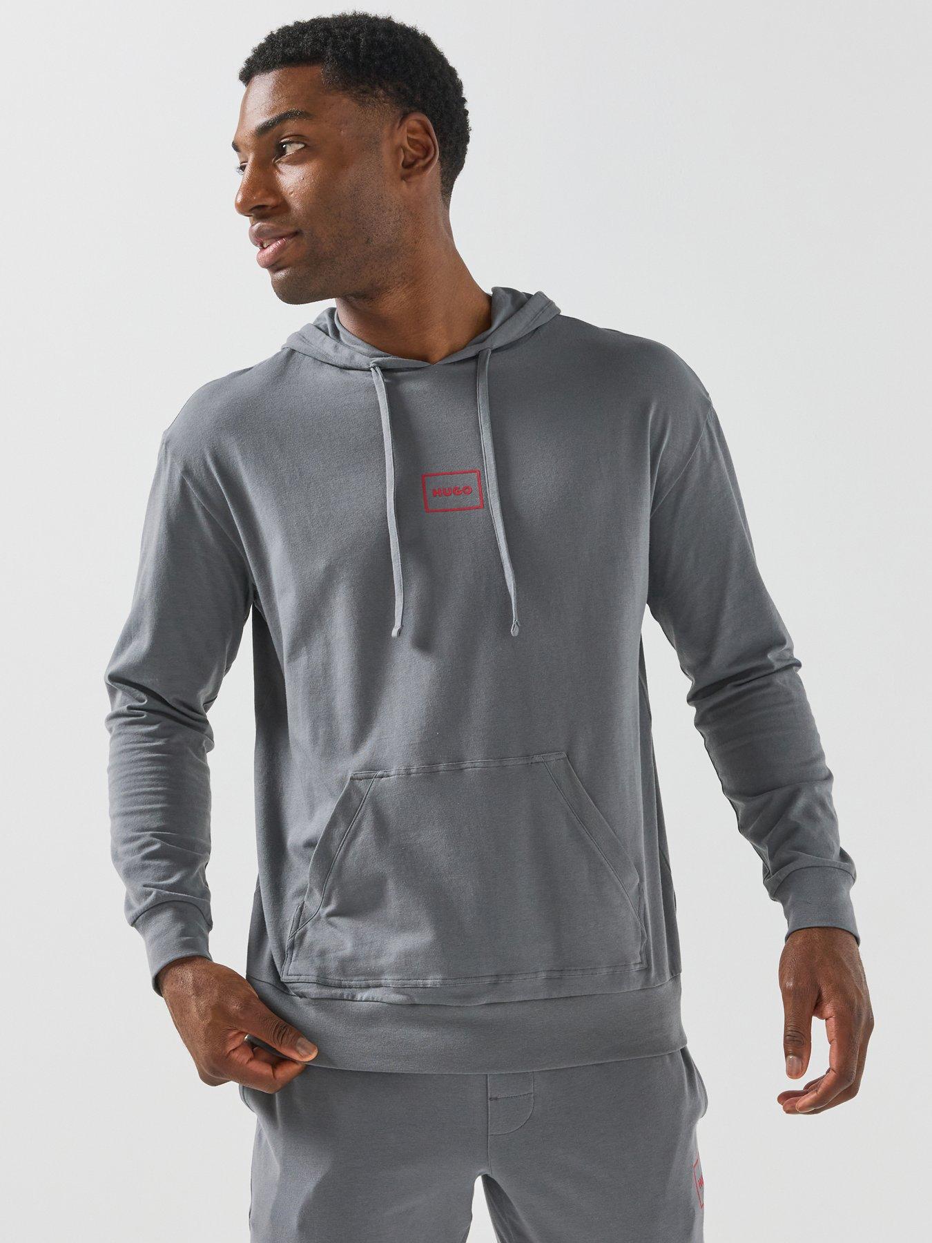 HUGO Hugo Laze Hoodie Relaxed Fit Loungewear Hoodie - Grey