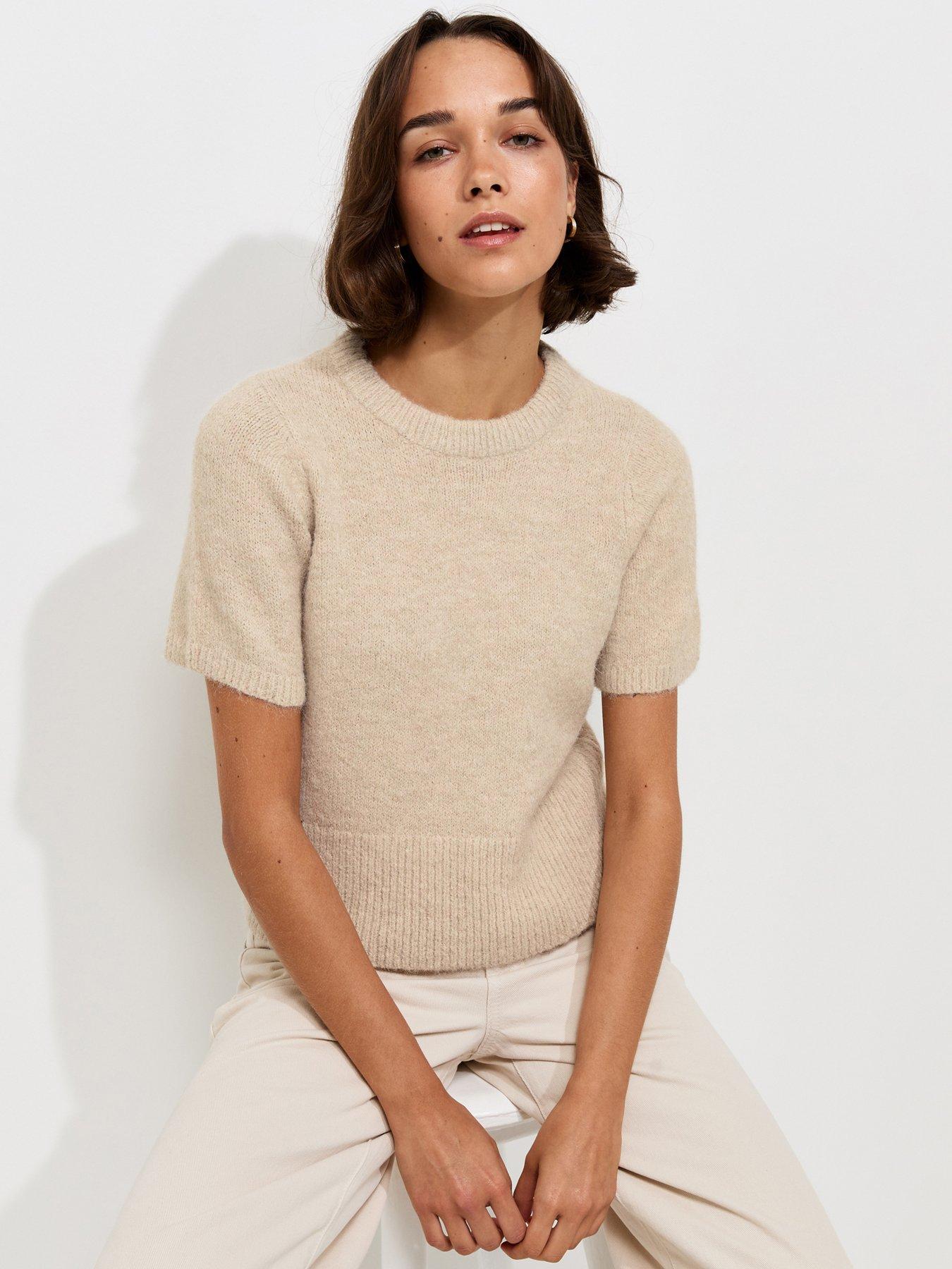 New Look Oatmeal Brushed Knit T-shirt