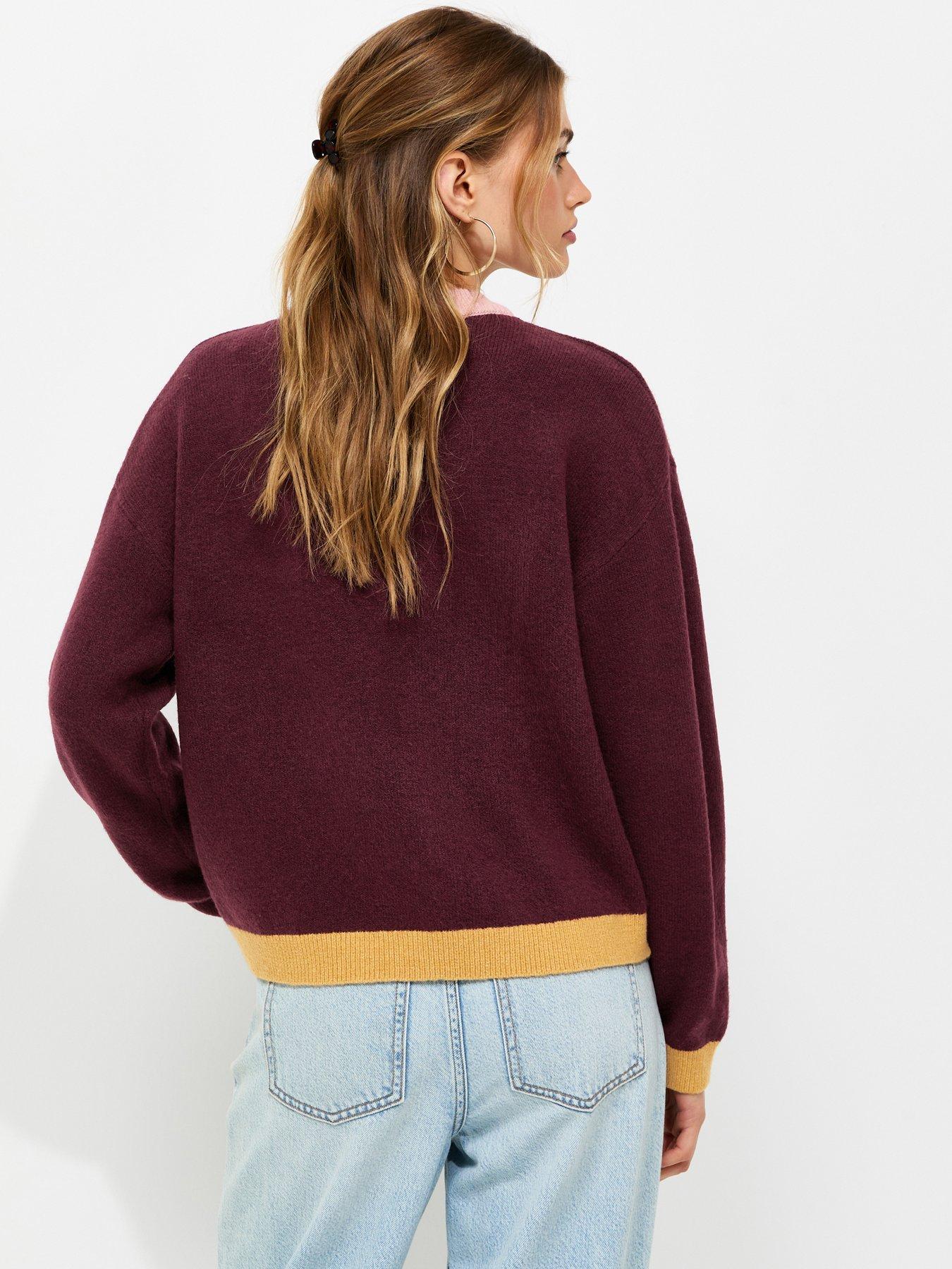 Image 2 of 5 of New Look Womens Colour Block Ribbed Crew Neck Jumper - Red