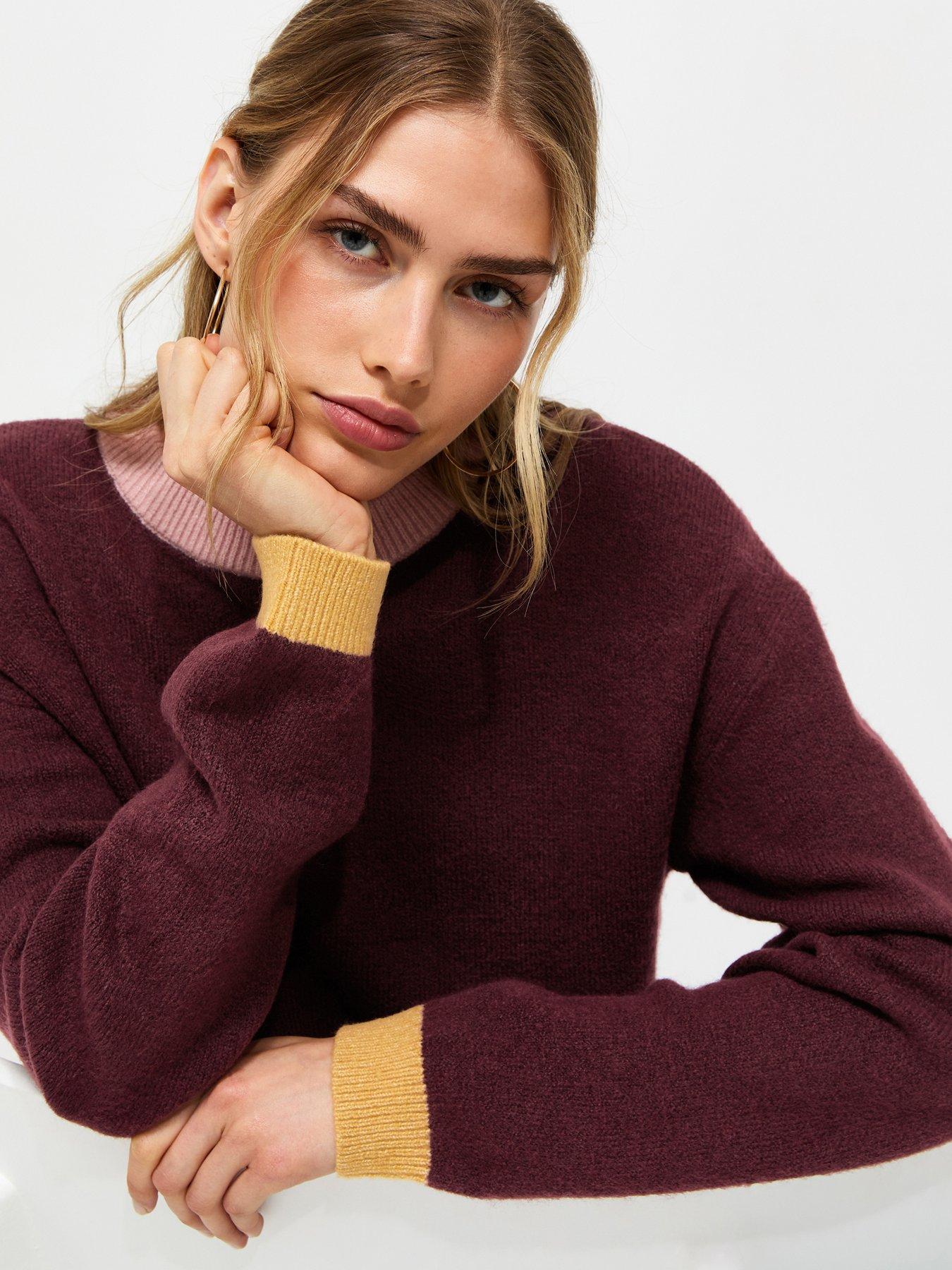 Image 4 of 5 of New Look Womens Colour Block Ribbed Crew Neck Jumper - Red