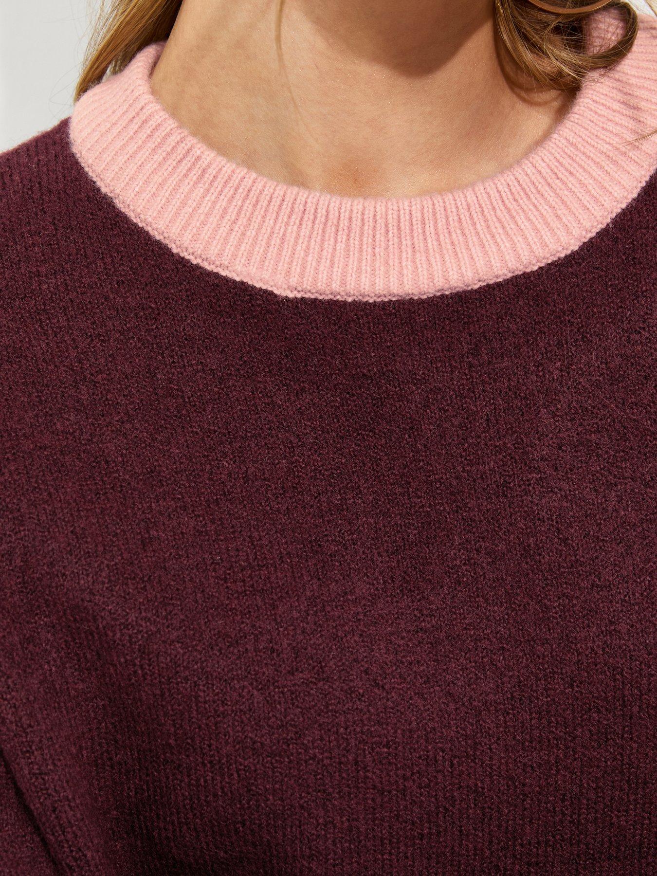 Image 5 of 5 of New Look Womens Colour Block Ribbed Crew Neck Jumper - Red
