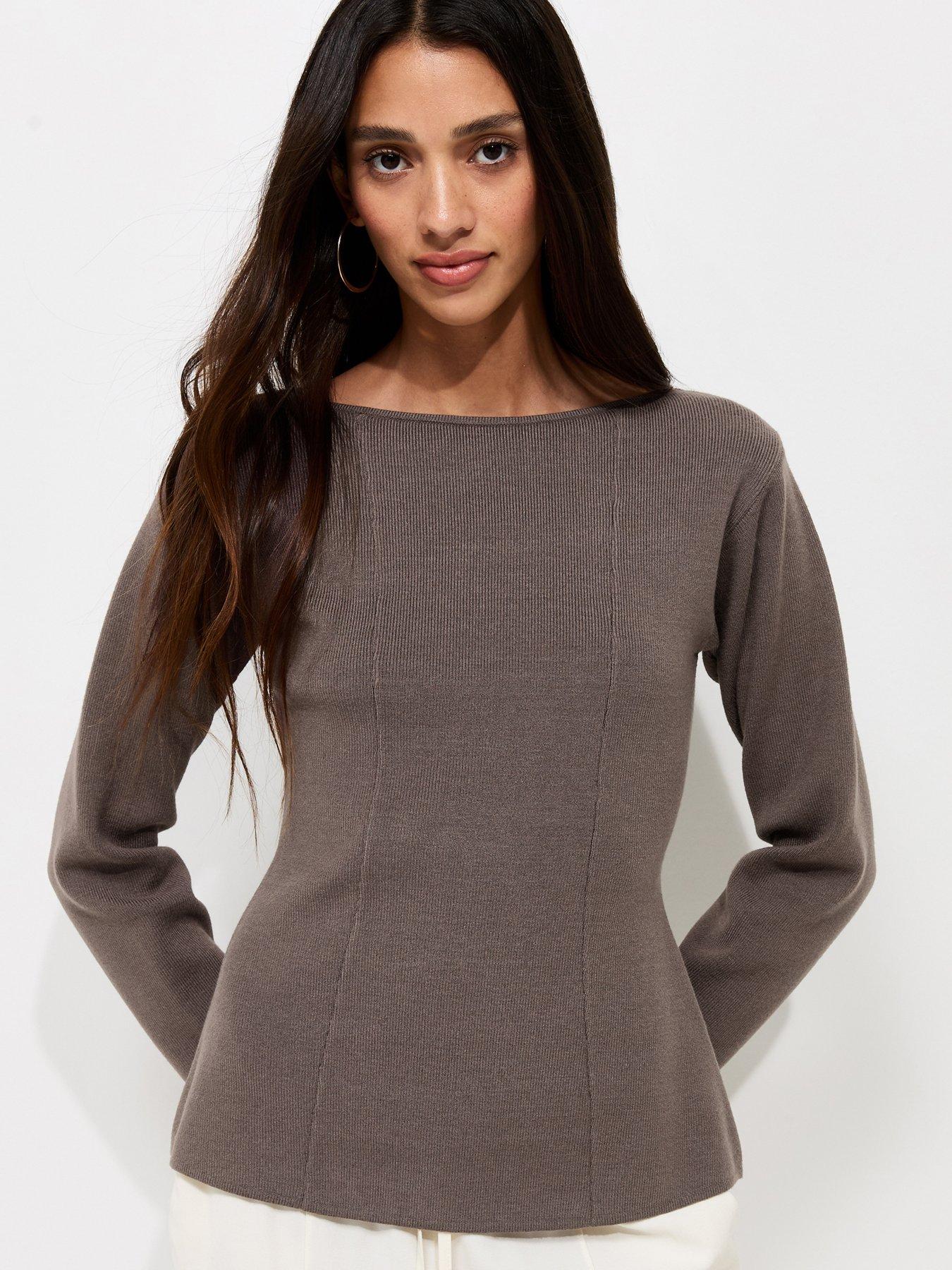New Look Compact Knit Longline Jumper - Brown