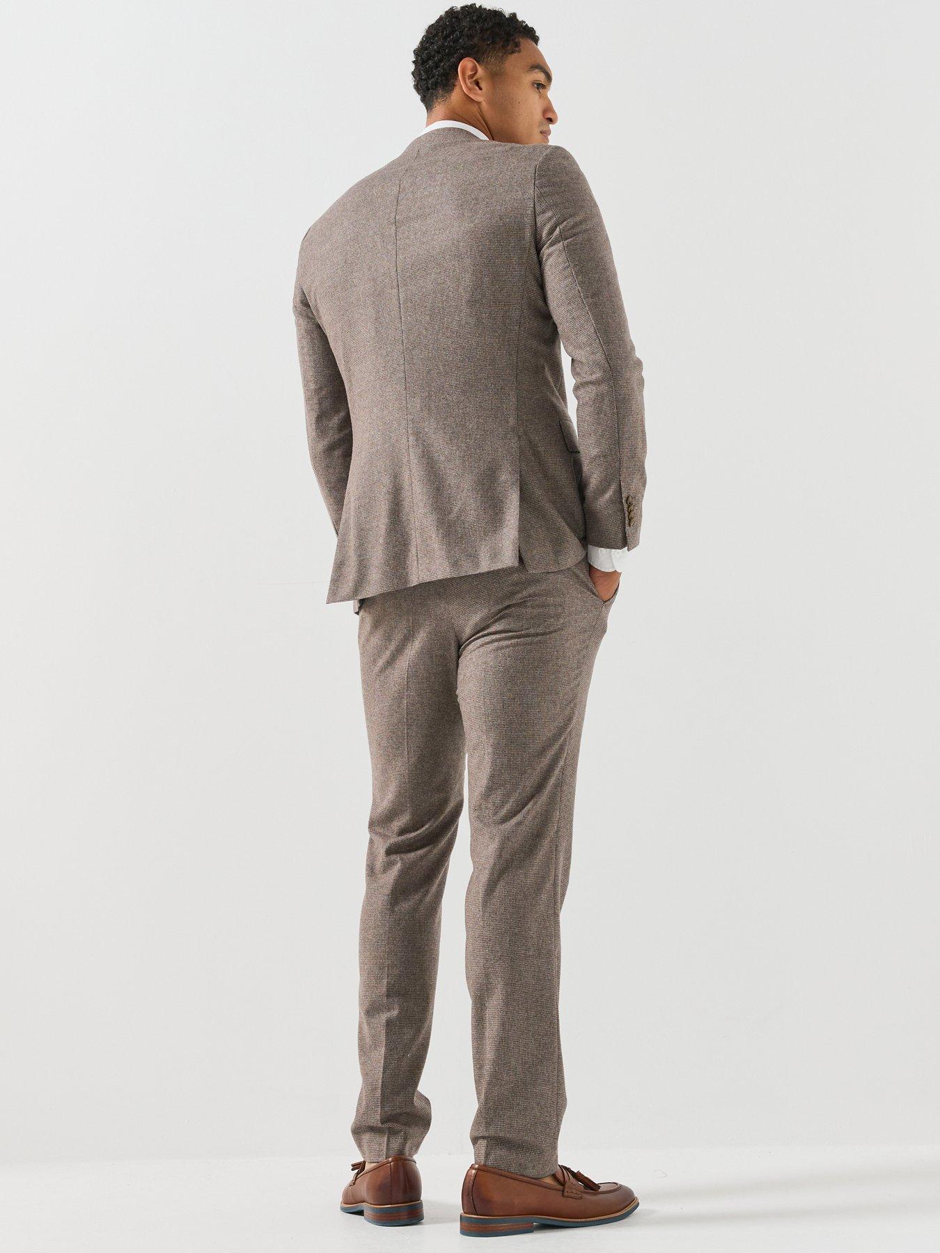 Image 2 of 6 of BOSS Mens Tailored Textured 2 Piece Suit - Brown