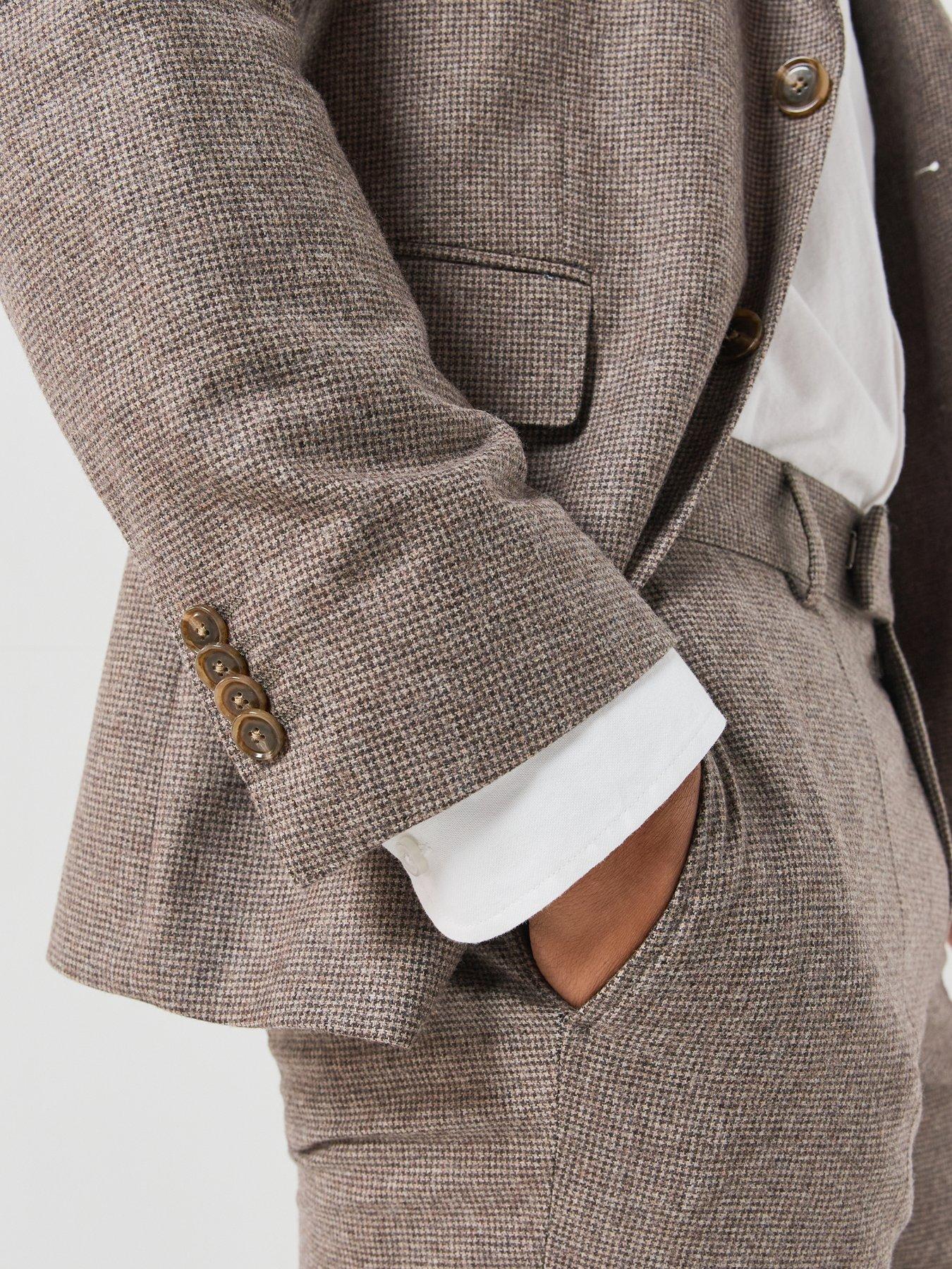 Image 4 of 6 of BOSS Mens Tailored Textured 2 Piece Suit - Brown