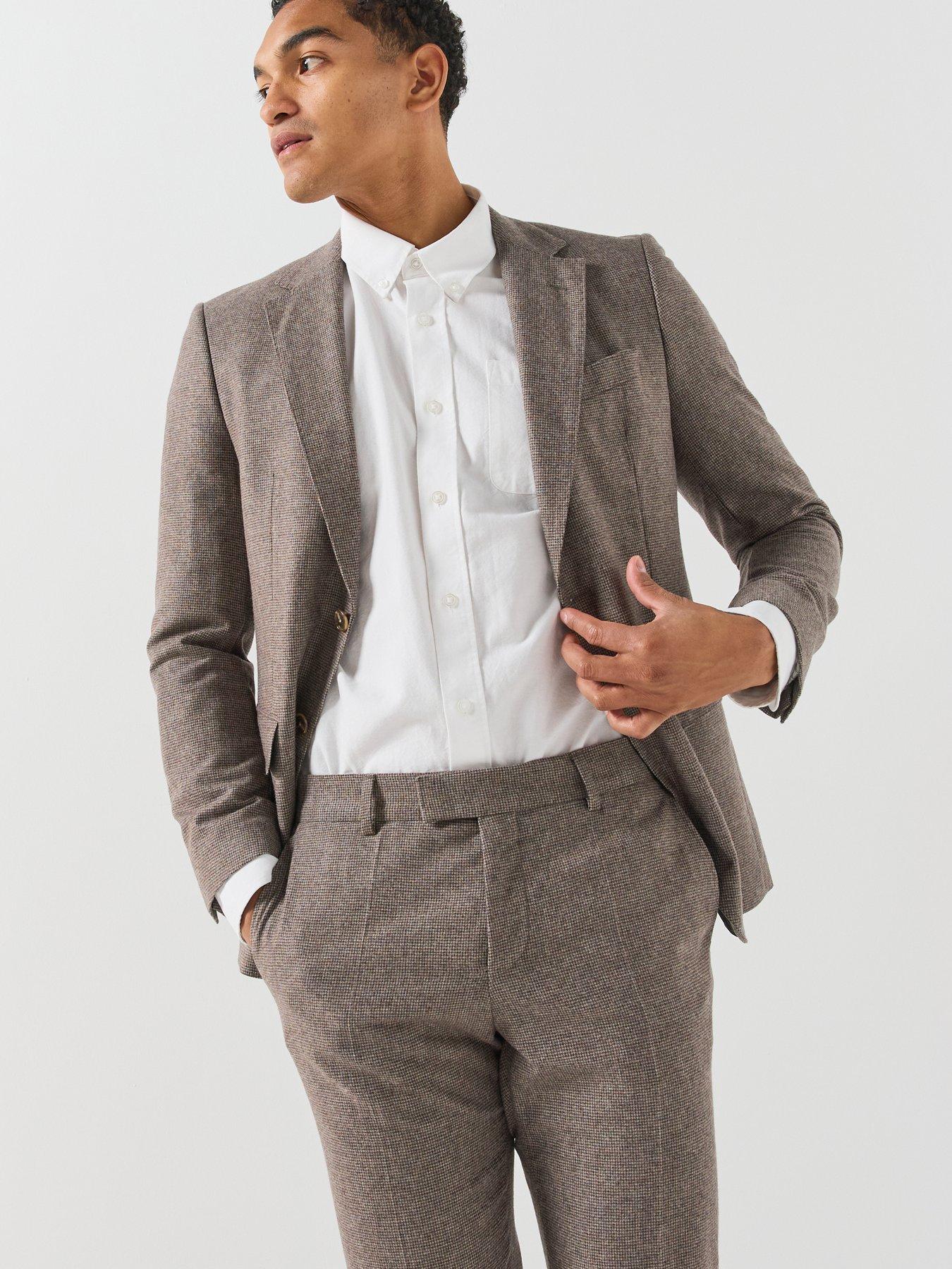 Image 5 of 6 of BOSS Mens Tailored Textured 2 Piece Suit - Brown