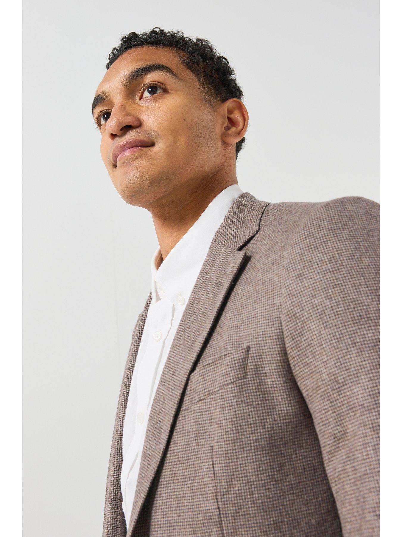 Image 6 of 6 of BOSS Mens Tailored Textured 2 Piece Suit - Brown