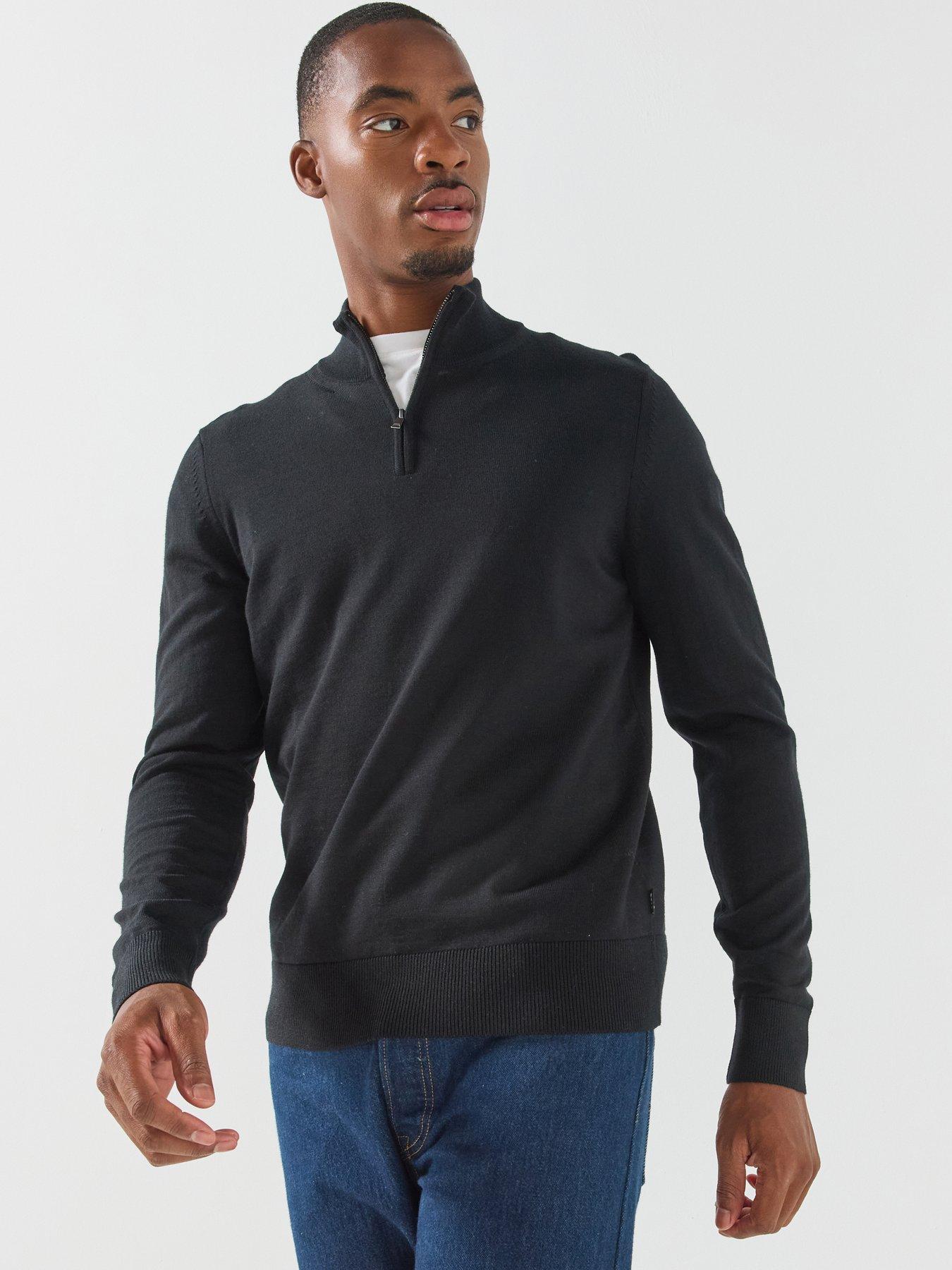 BOSS Boss H-Ebenji 1/4 Zip Knitted Jumper - Black