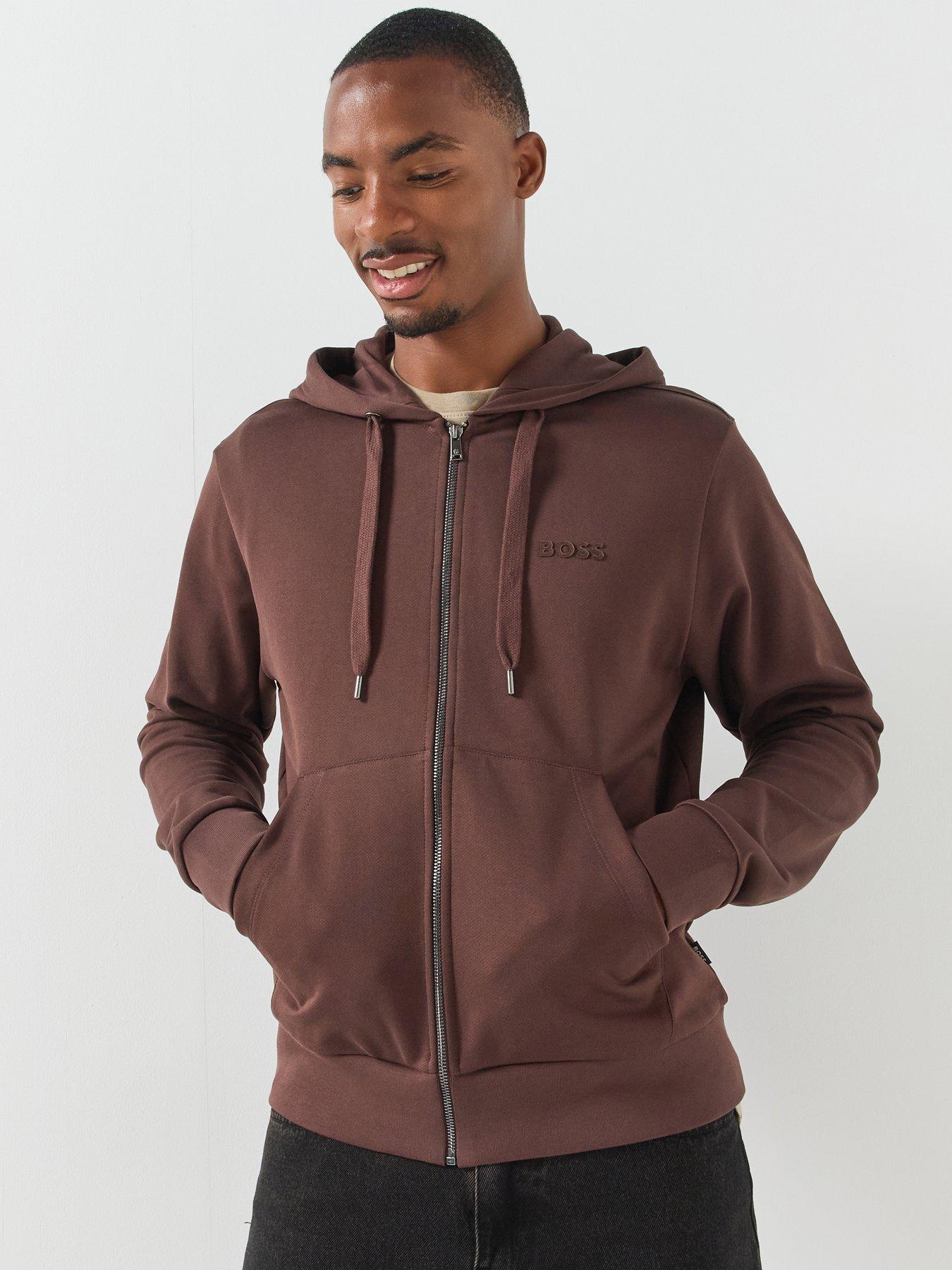BOSS Boss C-Silva 23 BB Relaxed Fit Zip Through Hoodie - Brown